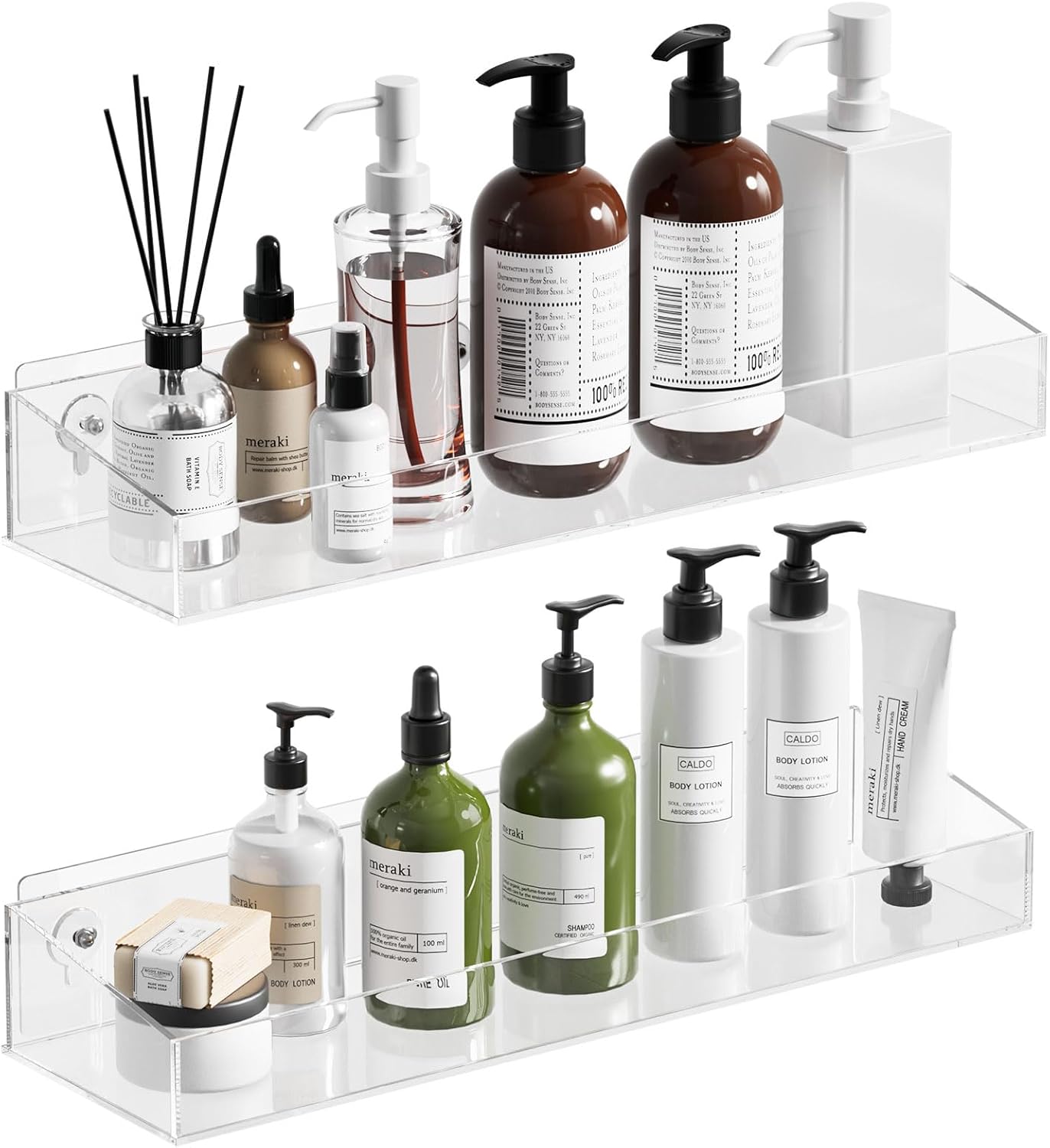 Durmmur 2Pack Acrylic Shower Shelves No Drilling