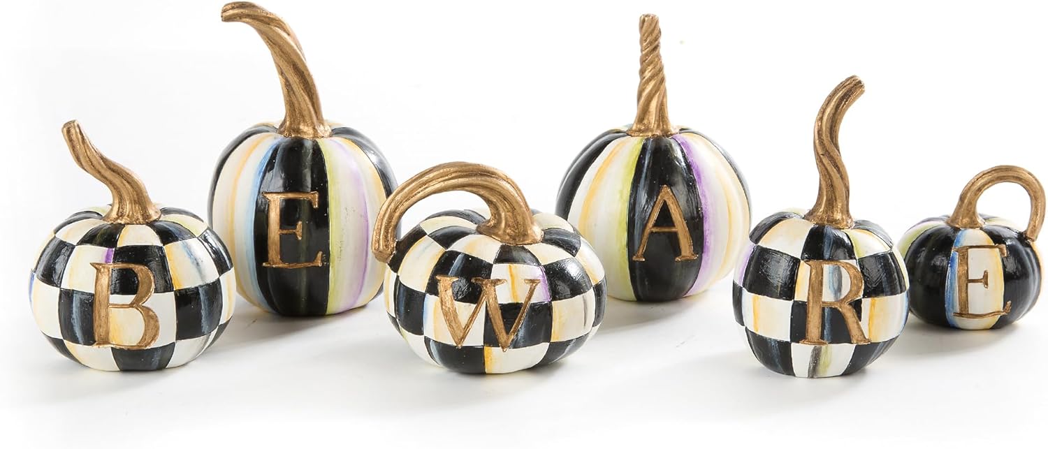 MACKENZIE-CHILDS Beware Resin Pumpkin Decor Set of 6