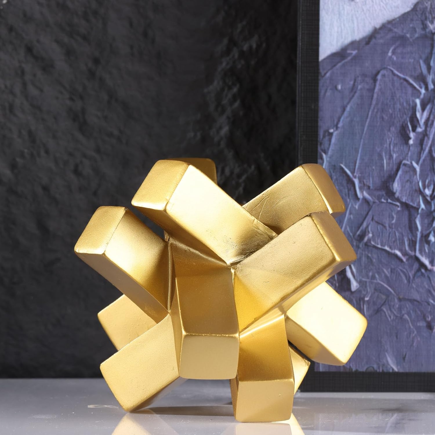 XMGZQ Gold Knot Sculpture Coffee Table Decor