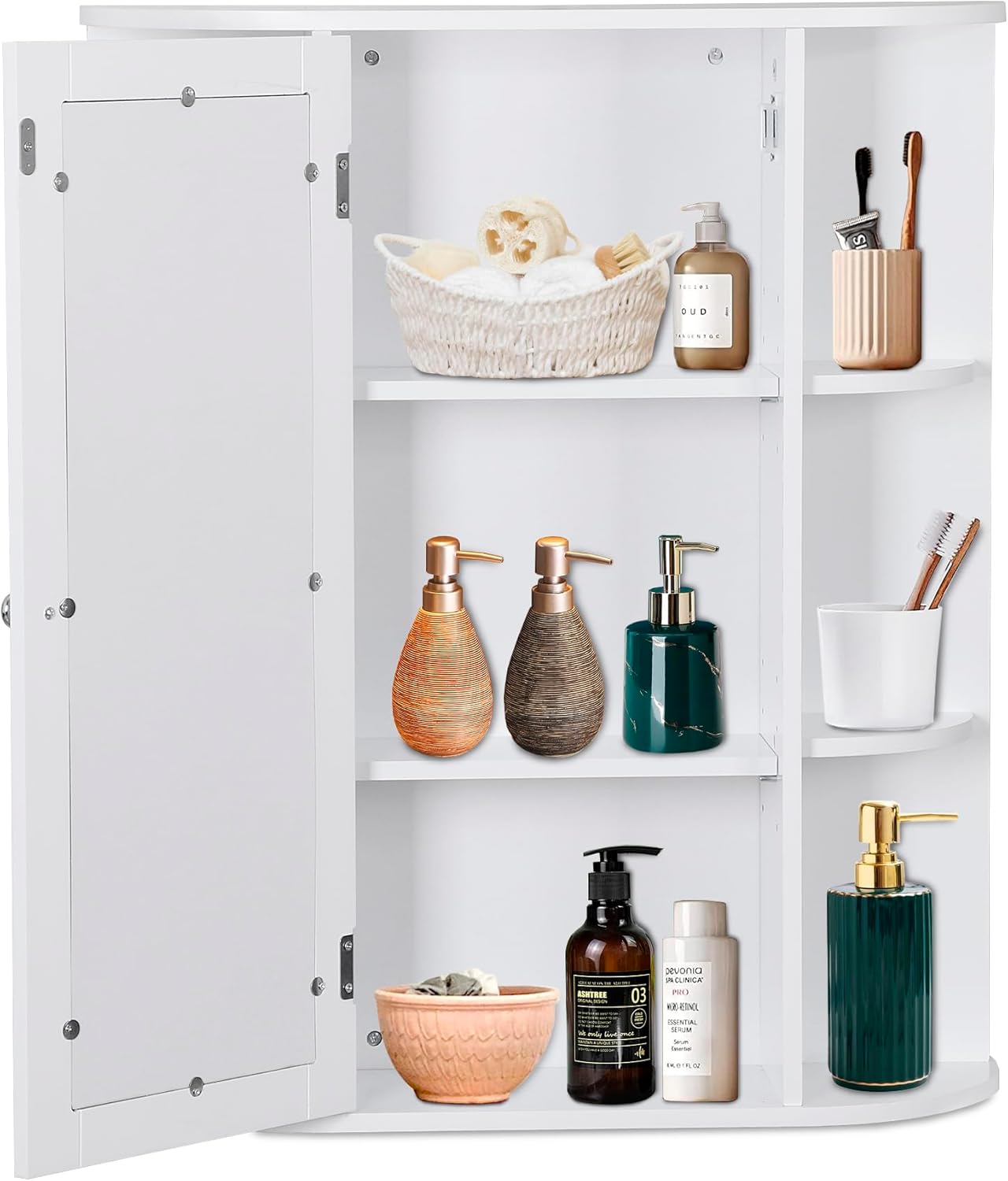 ZENY Bathroom Cabinet with Adjustable Shelves and Mirror