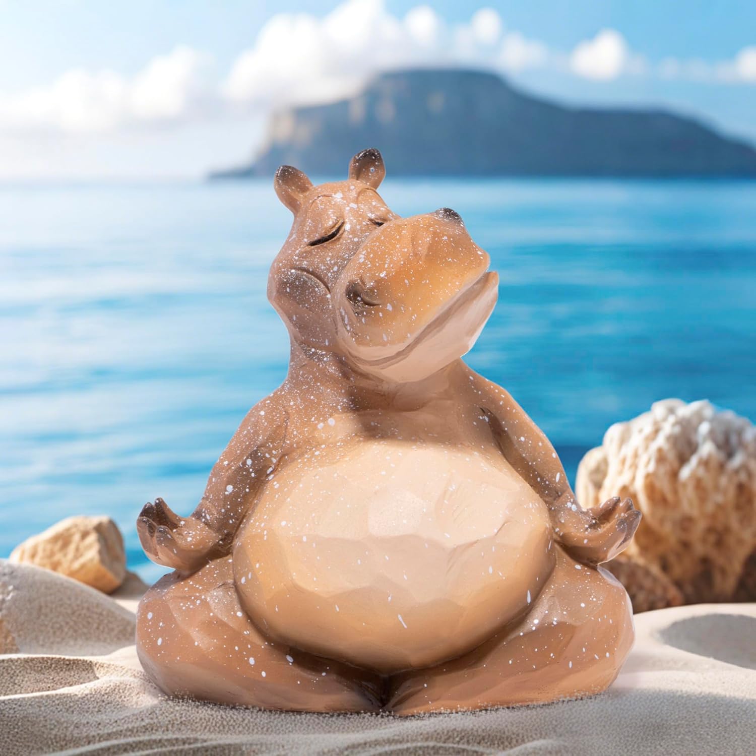Hodao Yoga Hippo Statue for Home Decor