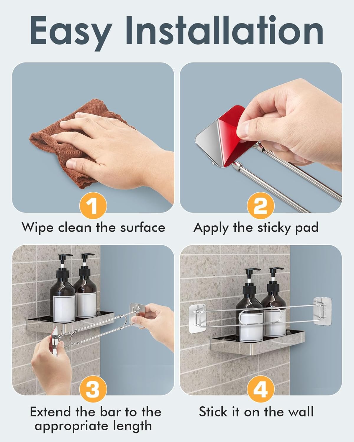 ELETHOR 2-Piece Adjustable RV Shower Caddy
