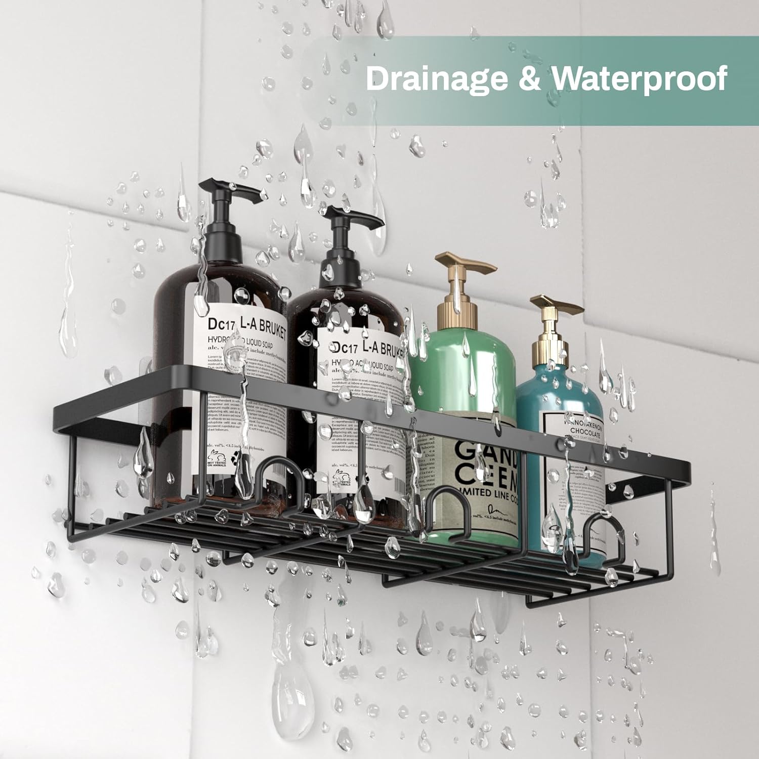 Oasiteege 2 Pack Black Shower Shelves Organizer