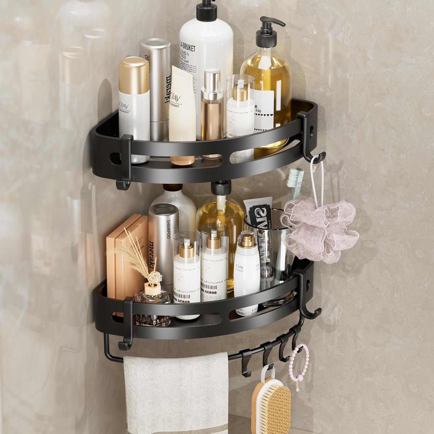 Geobella Adhesive Shower Corner Caddy 2-Pack