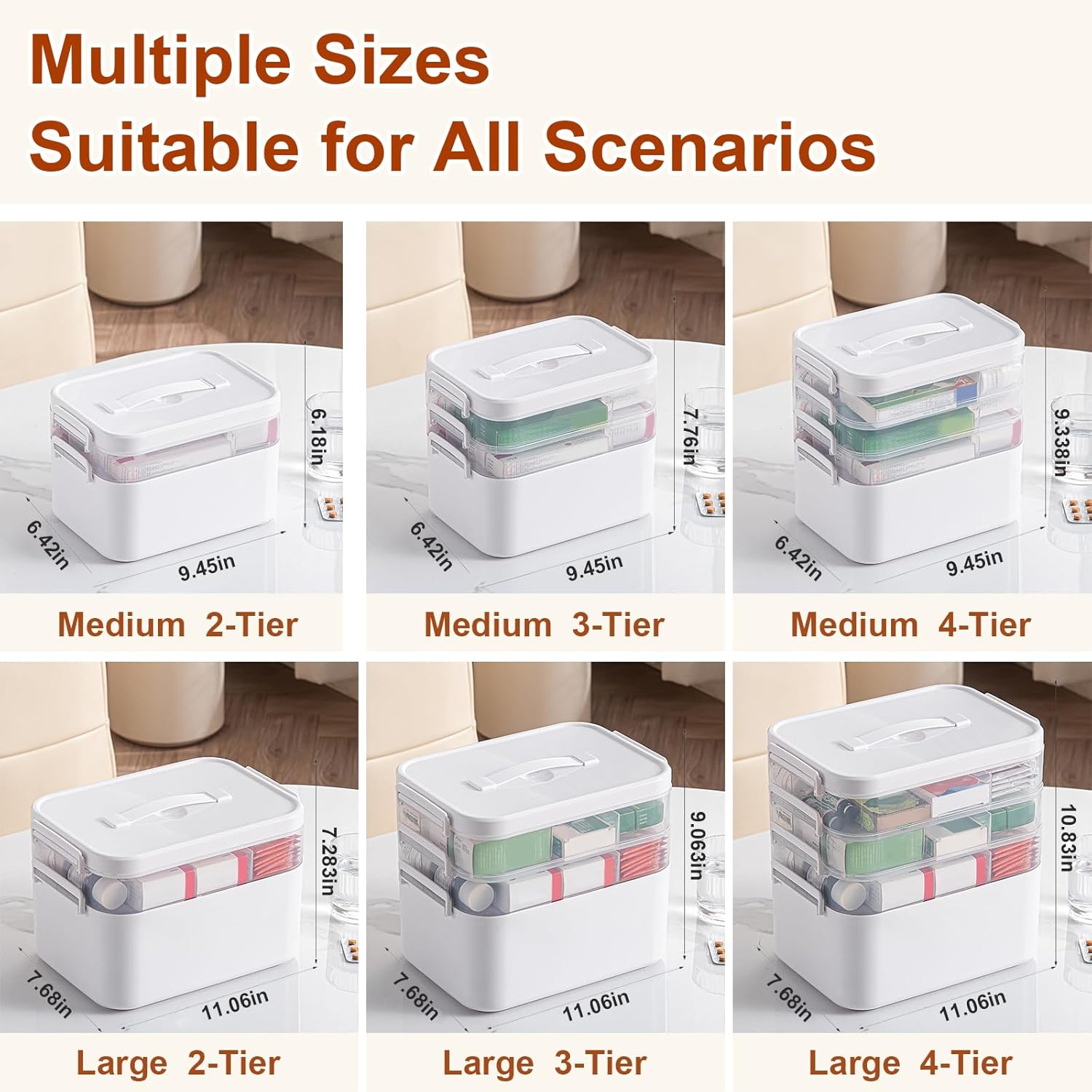 Wynfelo Medicine Organizer with Handle and 3 Tiers