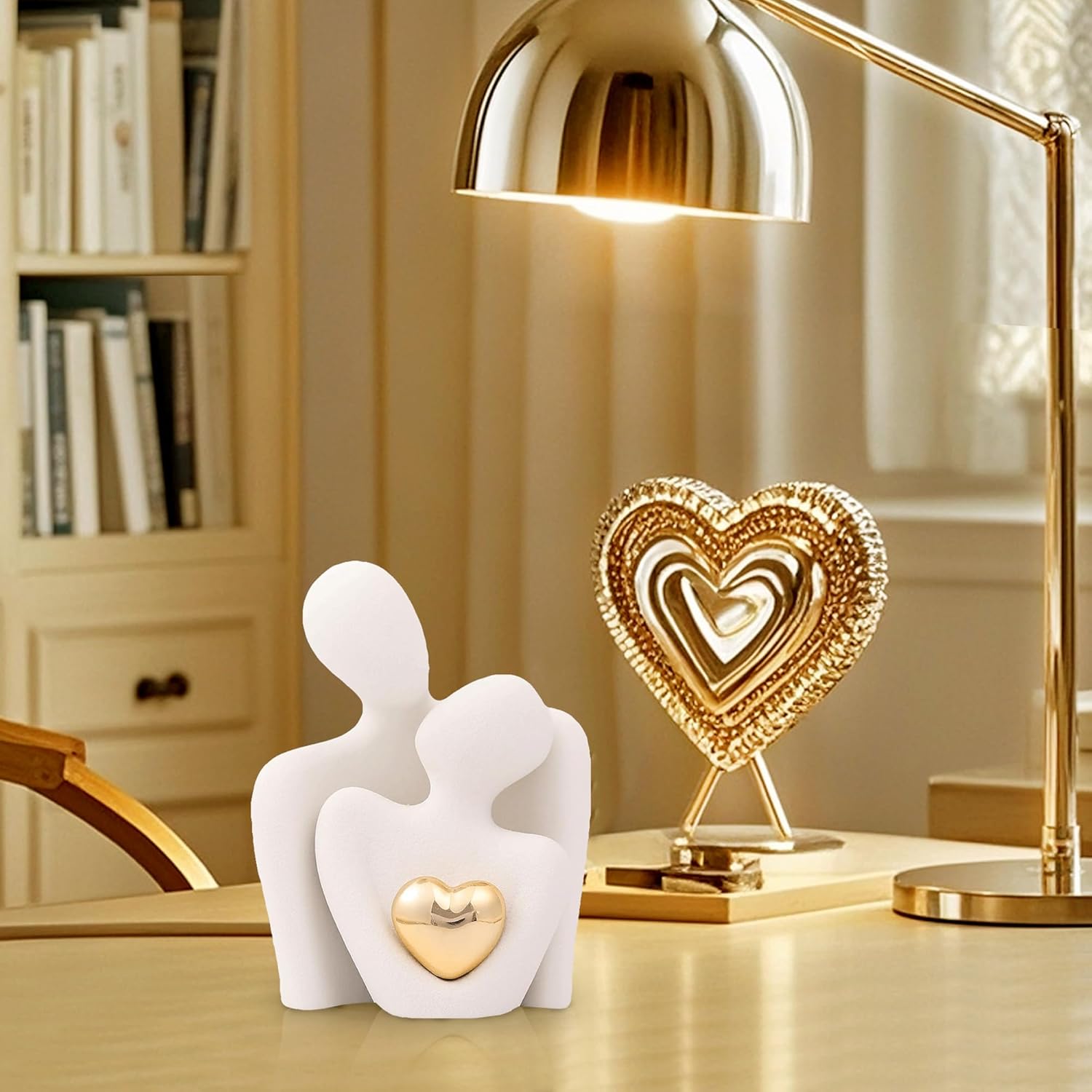 White Ceramic Hugging Couple Love Sculpture 315