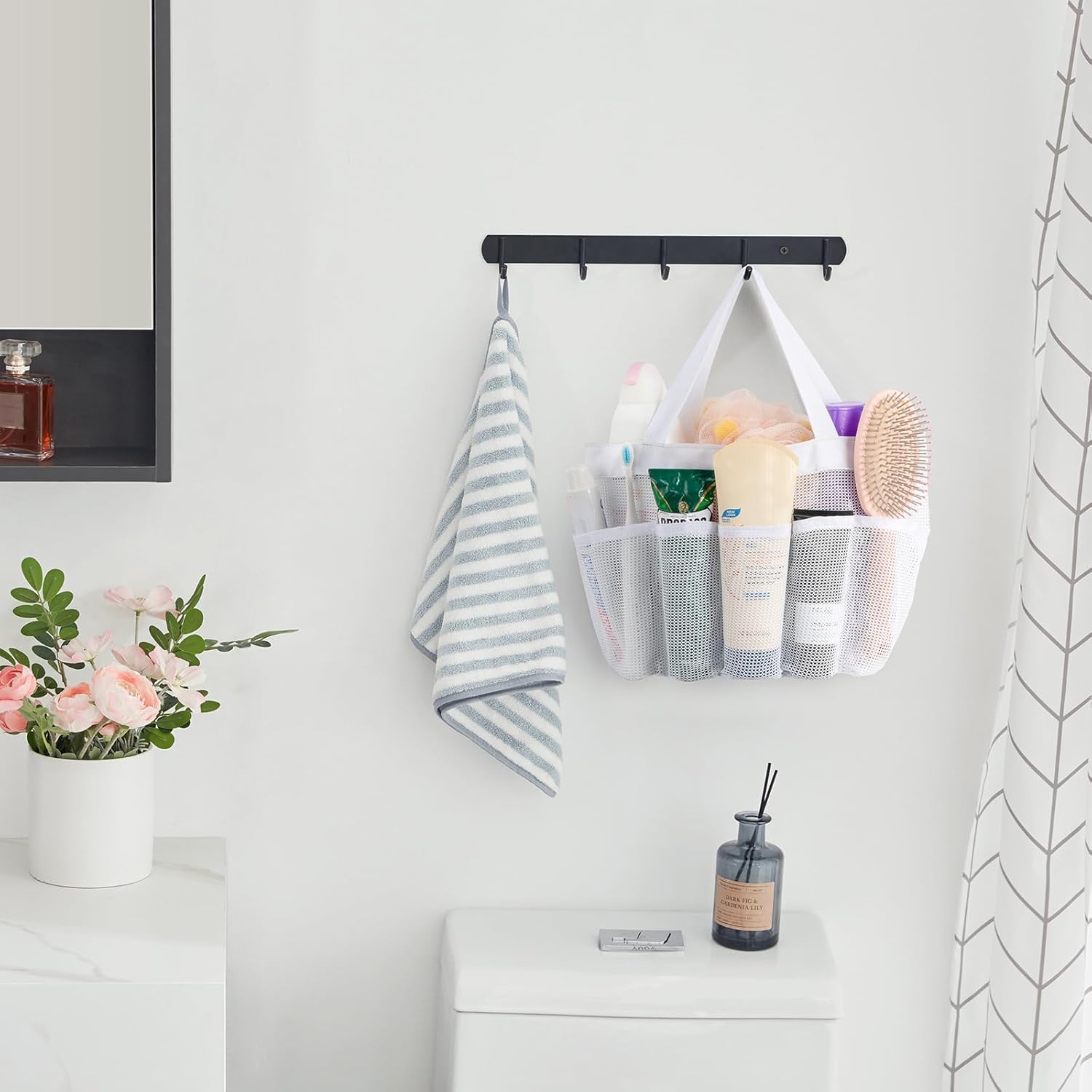 Lifewit Mesh Shower Caddy Portable with 7 Pockets - White