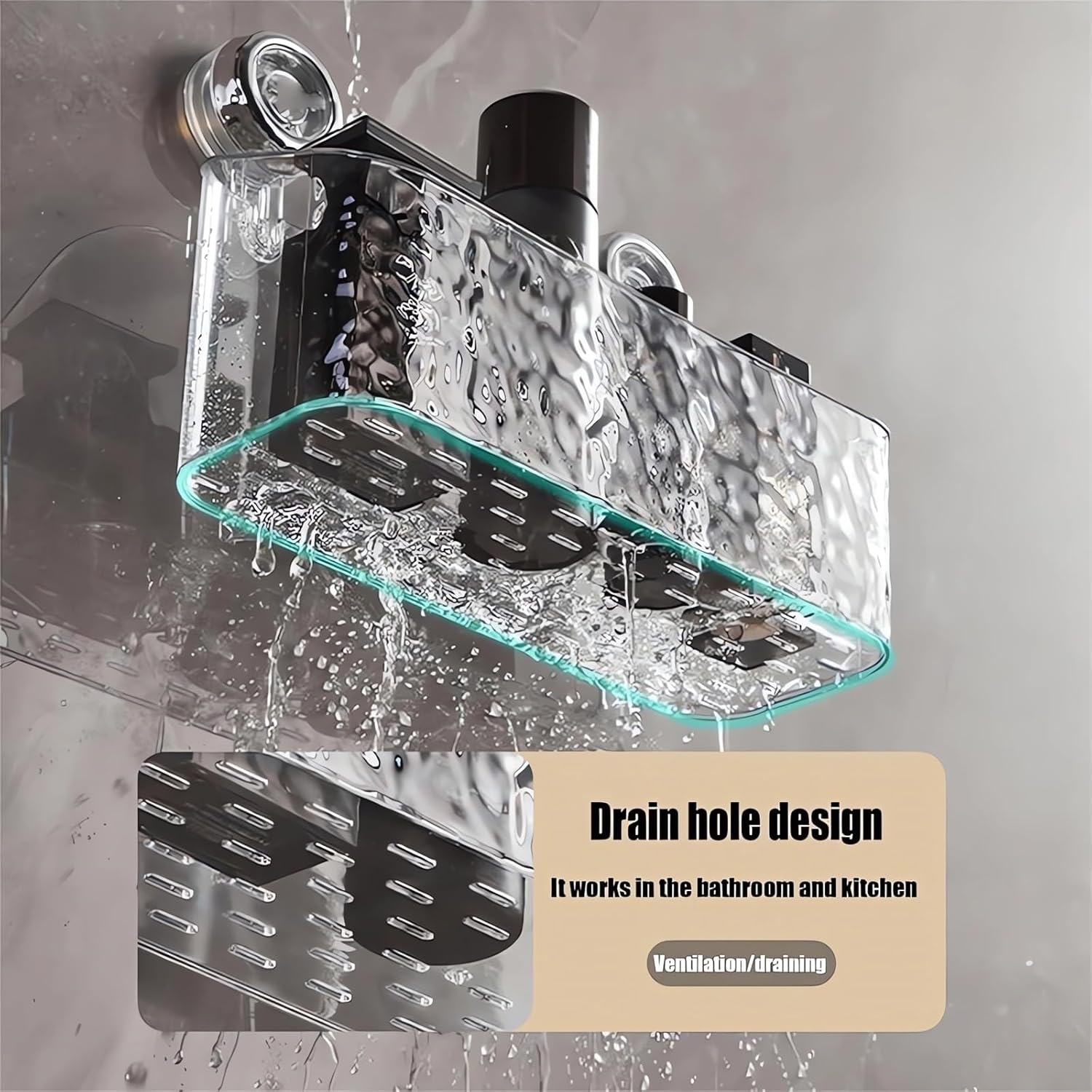 Removable Corrugated Suction Cup Shower Caddy Organizer