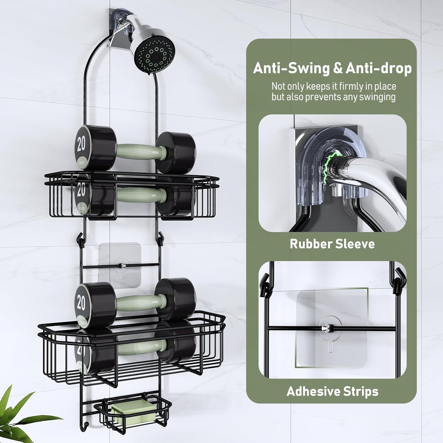 WXCGX Hanging Shower Caddy with 2 Baskets and Hooks