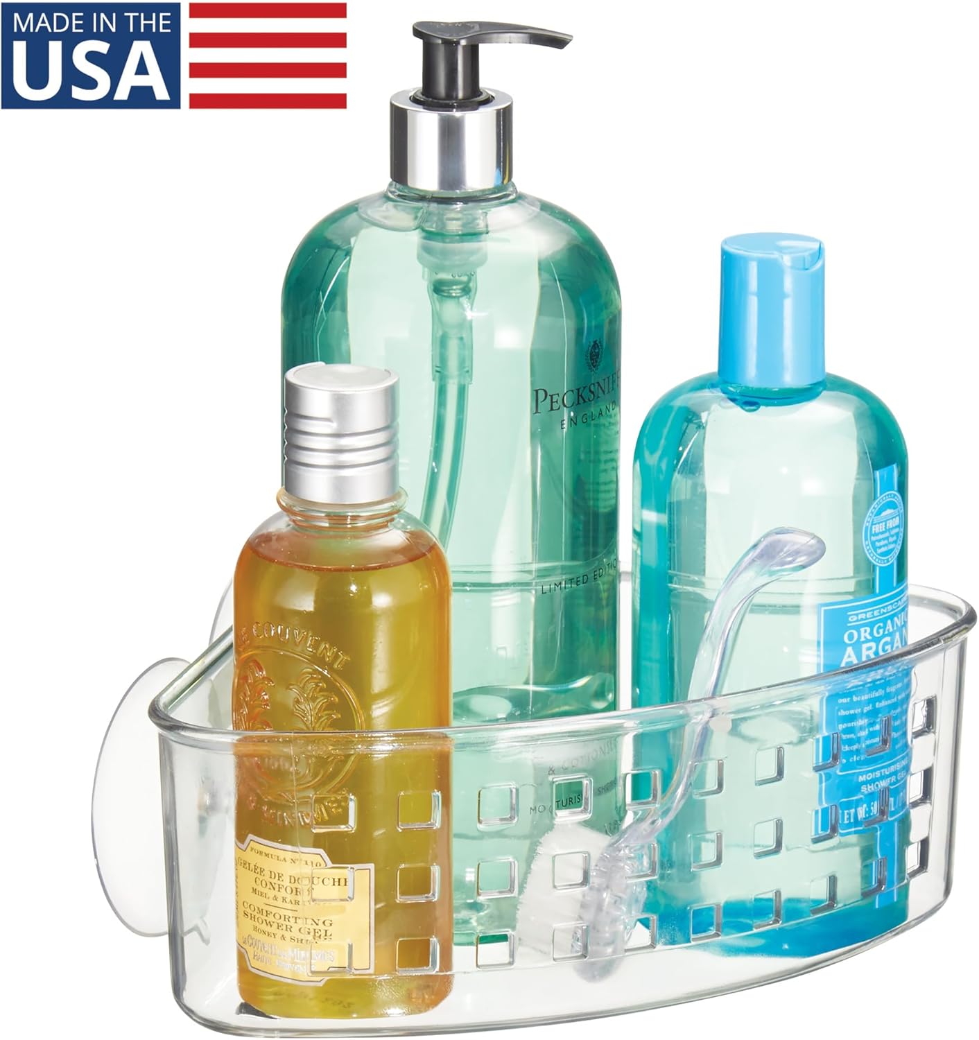 iDesign Corner Shower Basket - Clear Made in USA