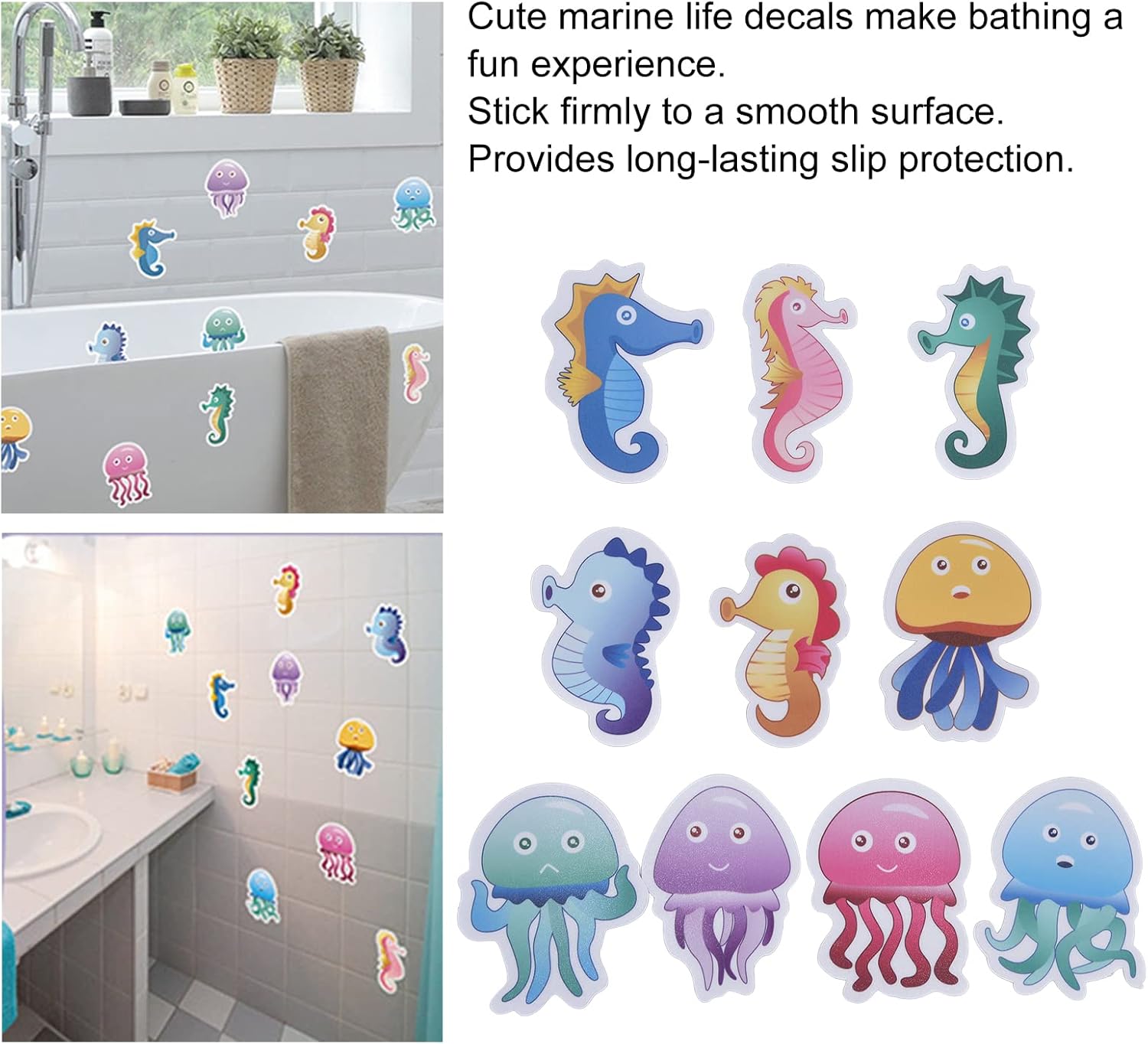 Gavigain 2 Set Kids Bath Stickers with Sea Animal Design