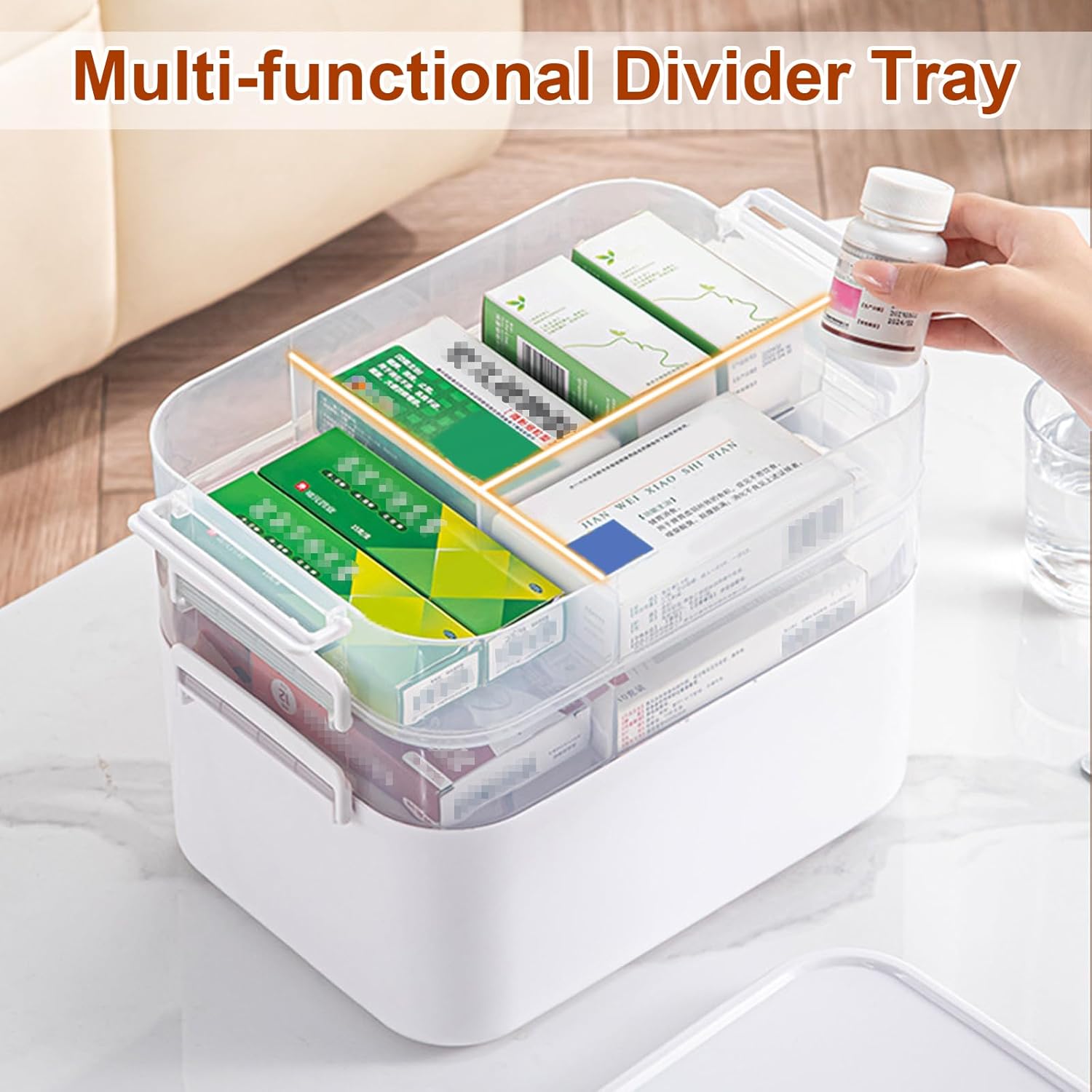 Wynfelo Medicine Organizer with Handle and 3 Tiers