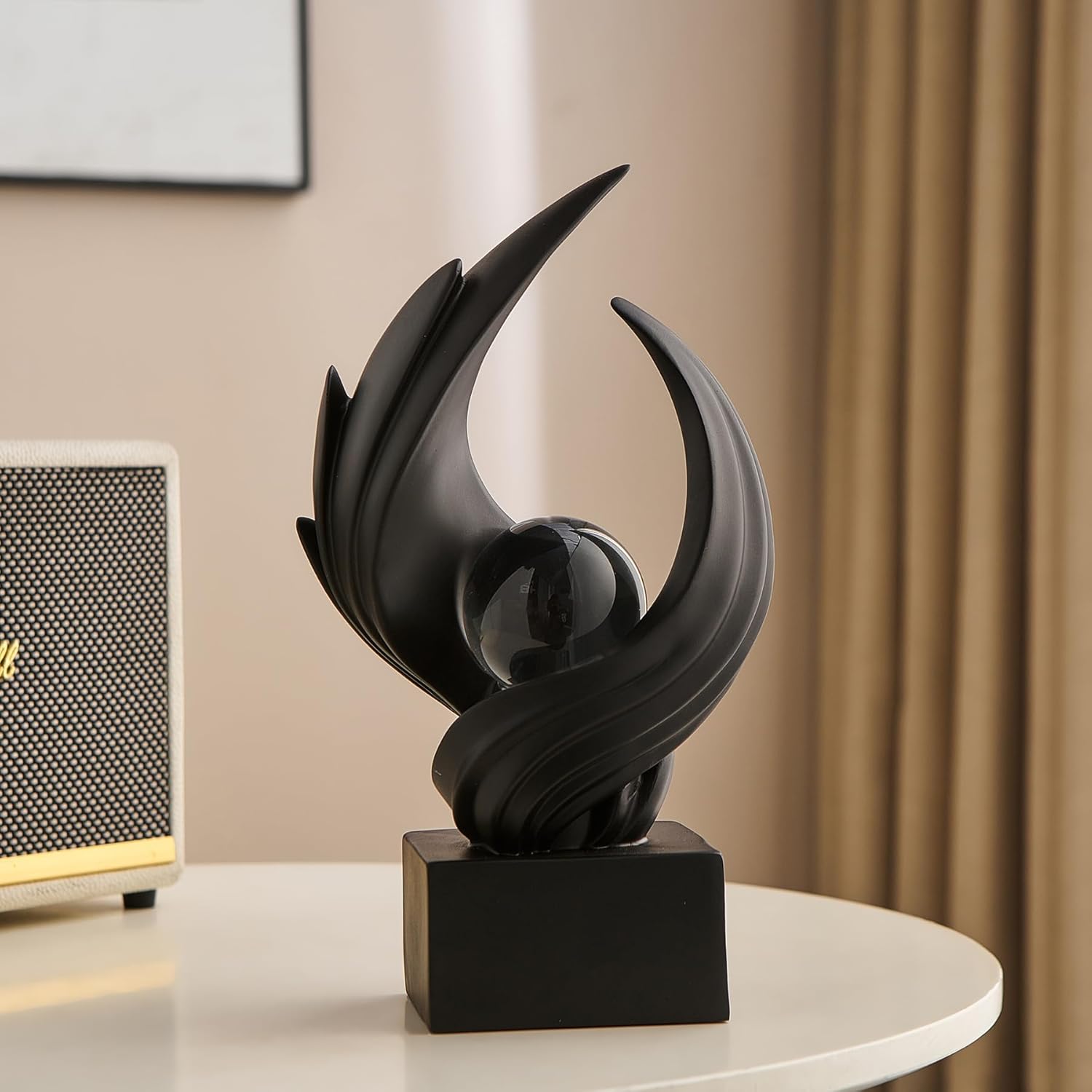 Abstract Art Sculpture Resin Gold Modern White Decor