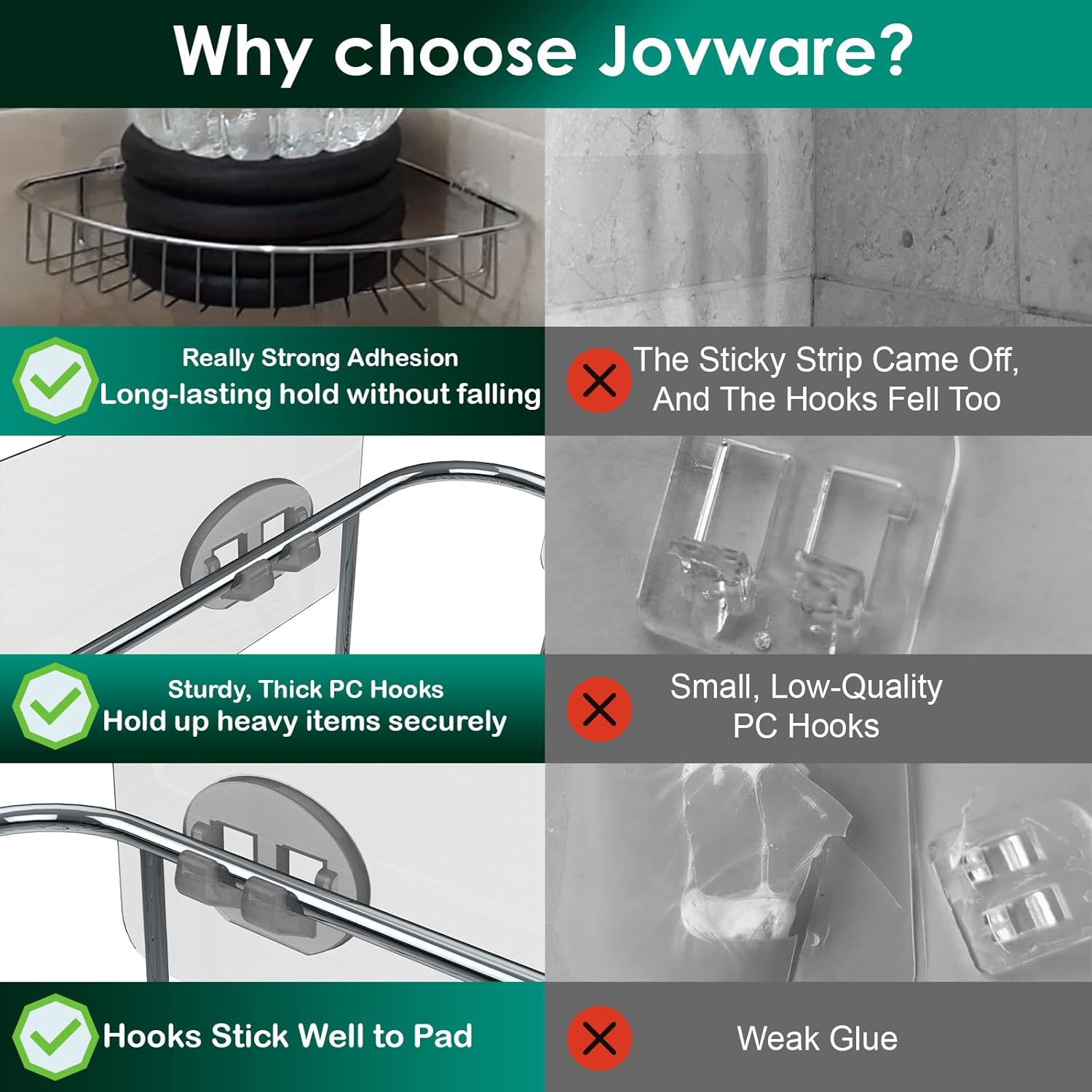 Jovware Shower Caddy Adhesive Replacement 4 Pack