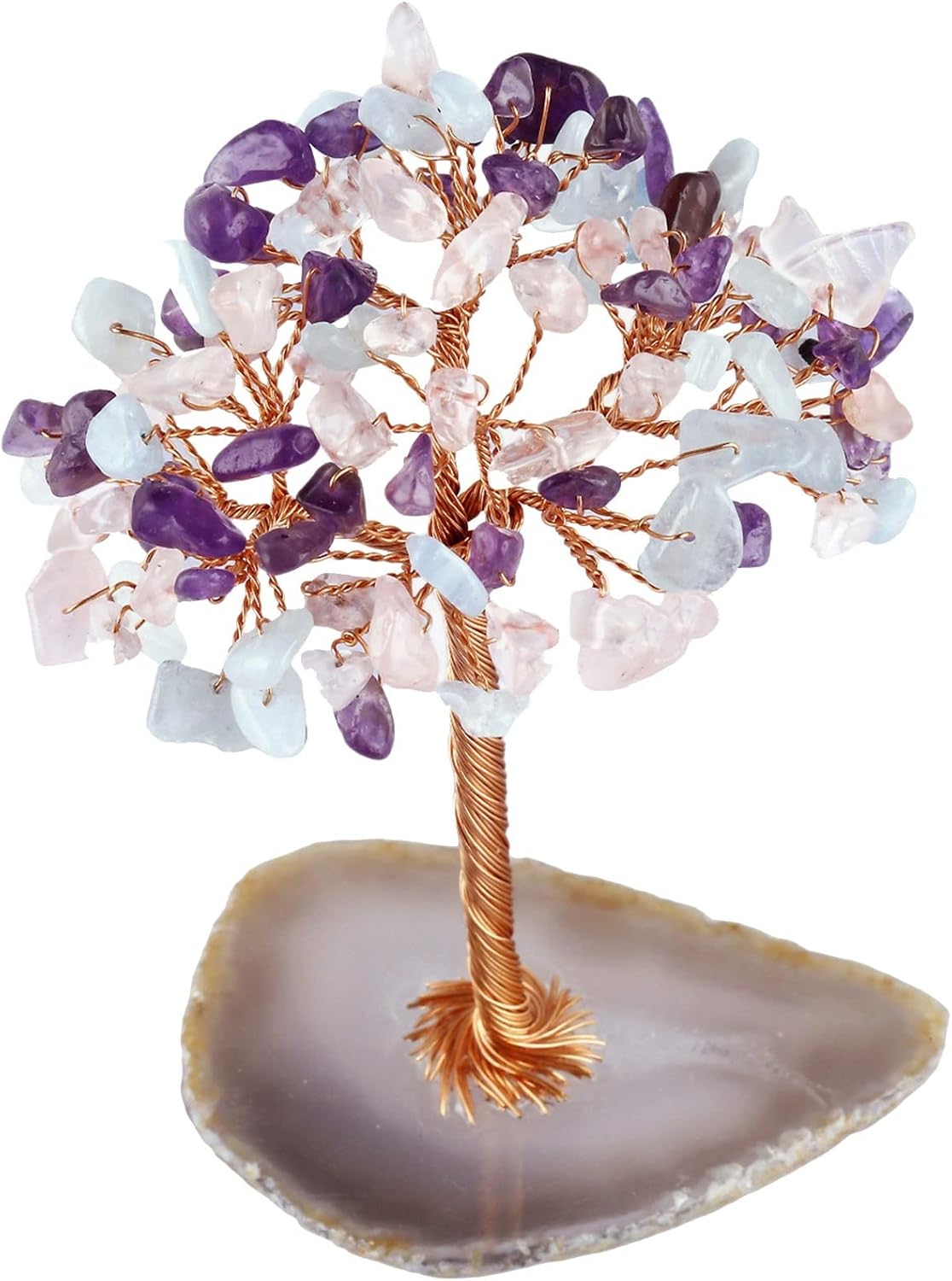 Copper Wire Amethyst Tree Desk Statue Decor