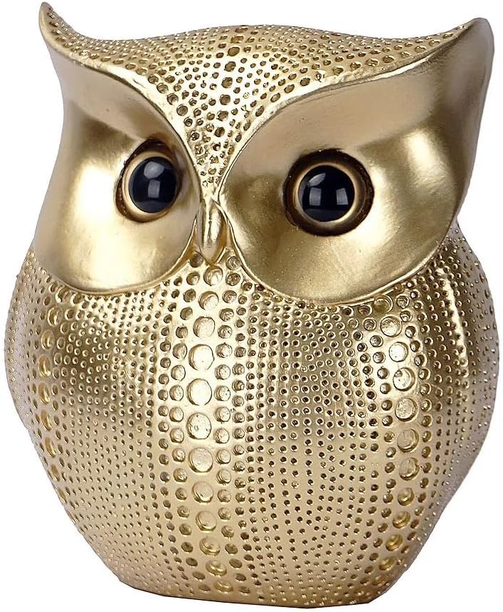 YIKESSHU Gold Owl Sculpture Modern Art Desk Decor