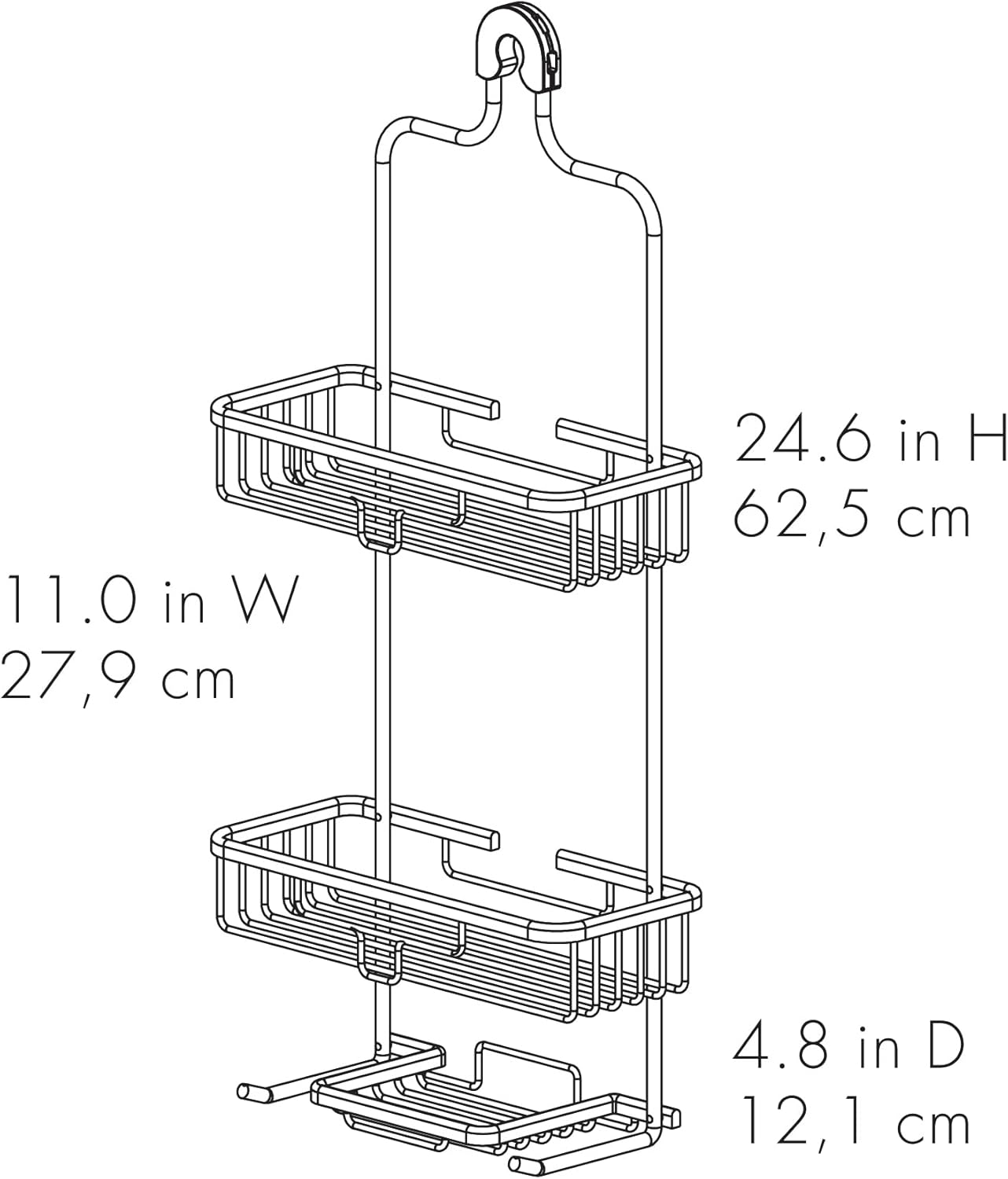 Zenna Home NeverRust Shower Caddy with 2 Shelves and Soap Tray