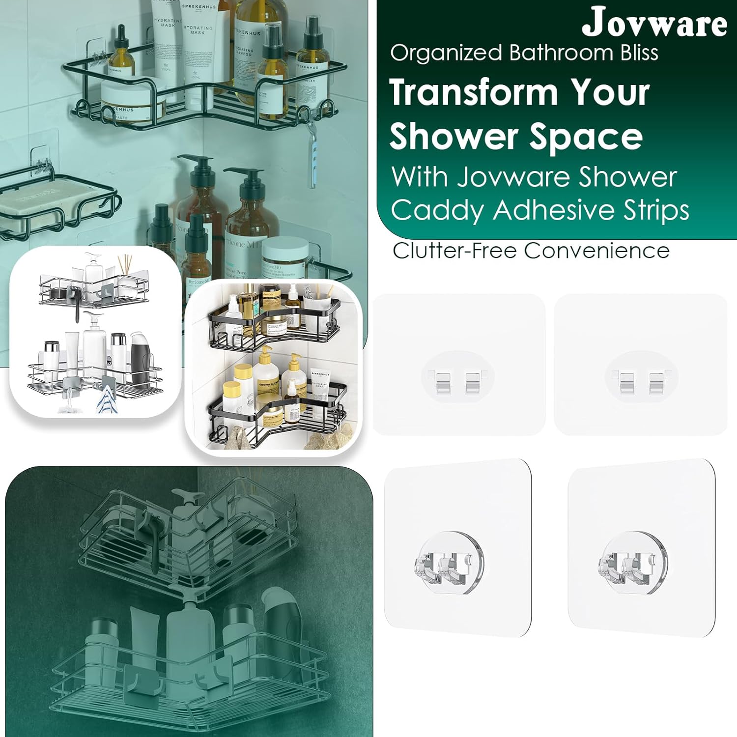 Jovware Shower Caddy Adhesive Replacement 4 Pack