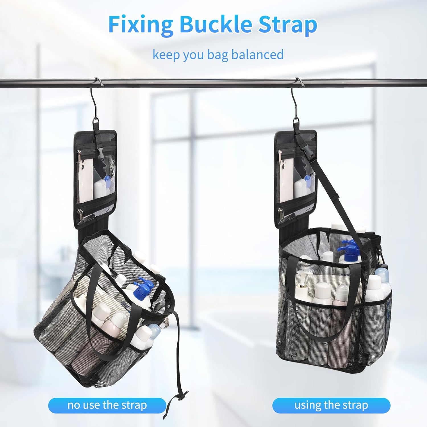 CUBETASTIC Portable Shower Caddy with 4 Side Pockets