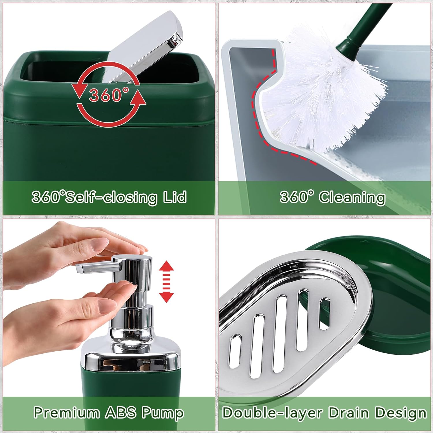 XLHOMO Dark Green Bathroom Accessory Set 24PC 1