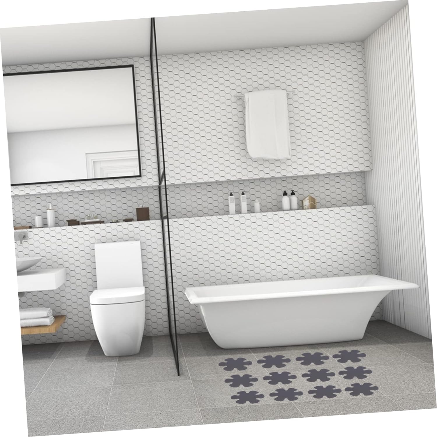 PRETYZOOM 20Pcs Flower Shaped Non-Slip Bath Stickers