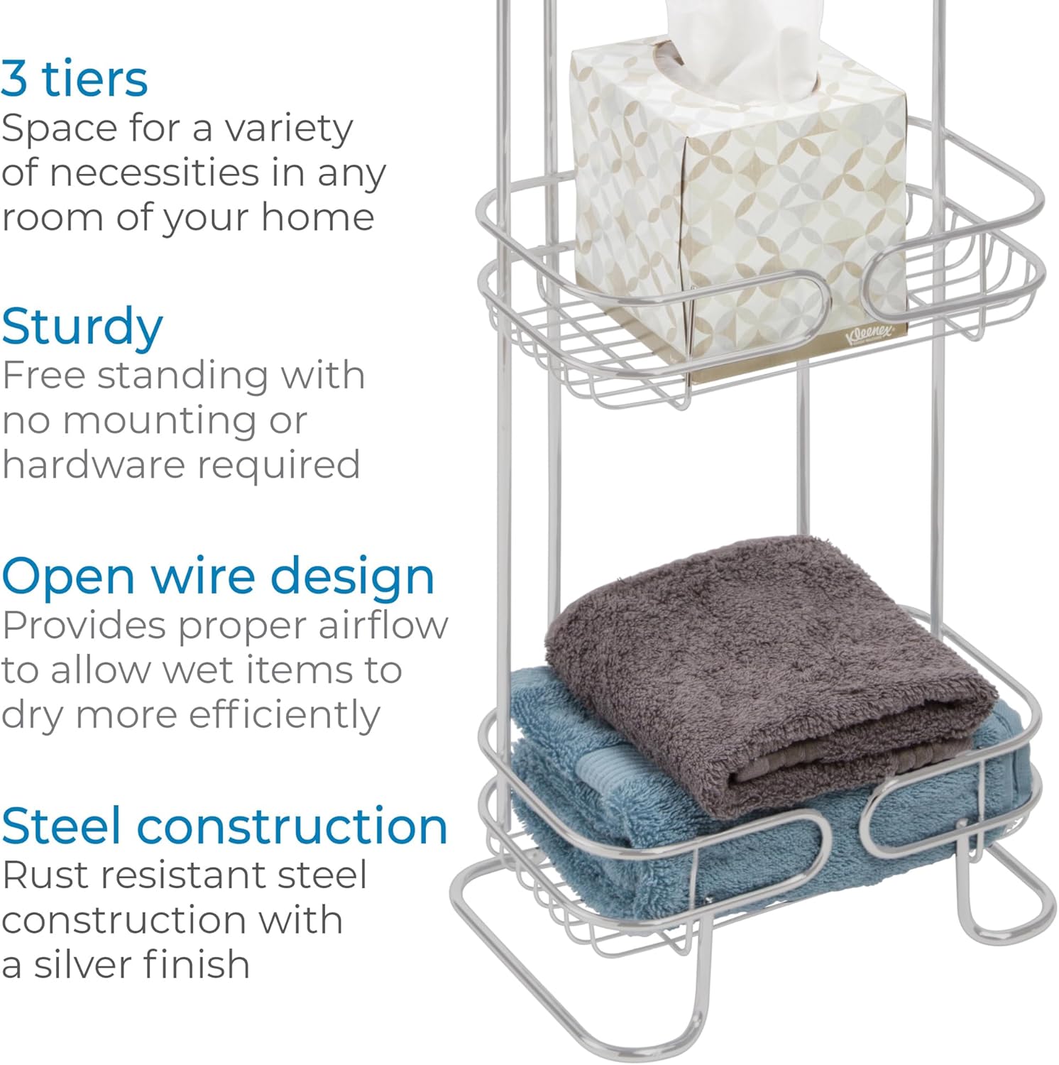 InterDesign iDesign Neo Bathroom Standing Shelves Silver