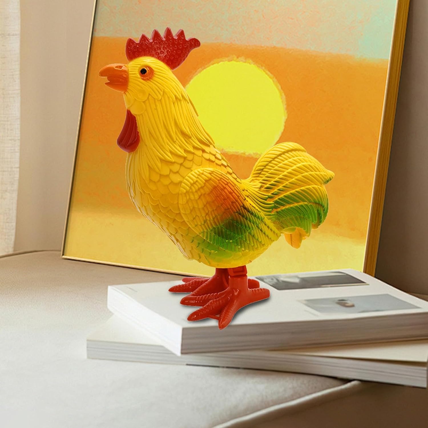 Small Statue Miniature Rooster Figurines - Clockwork Decor Sculptures