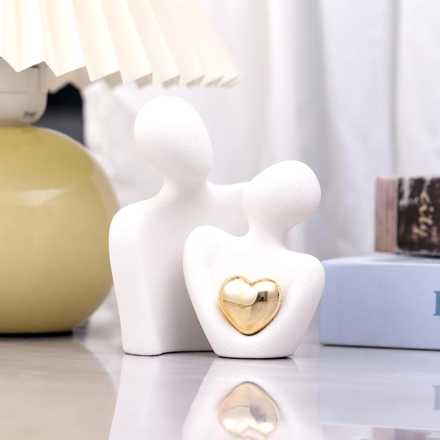 White Ceramic Hugging Couple Love Sculpture 315
