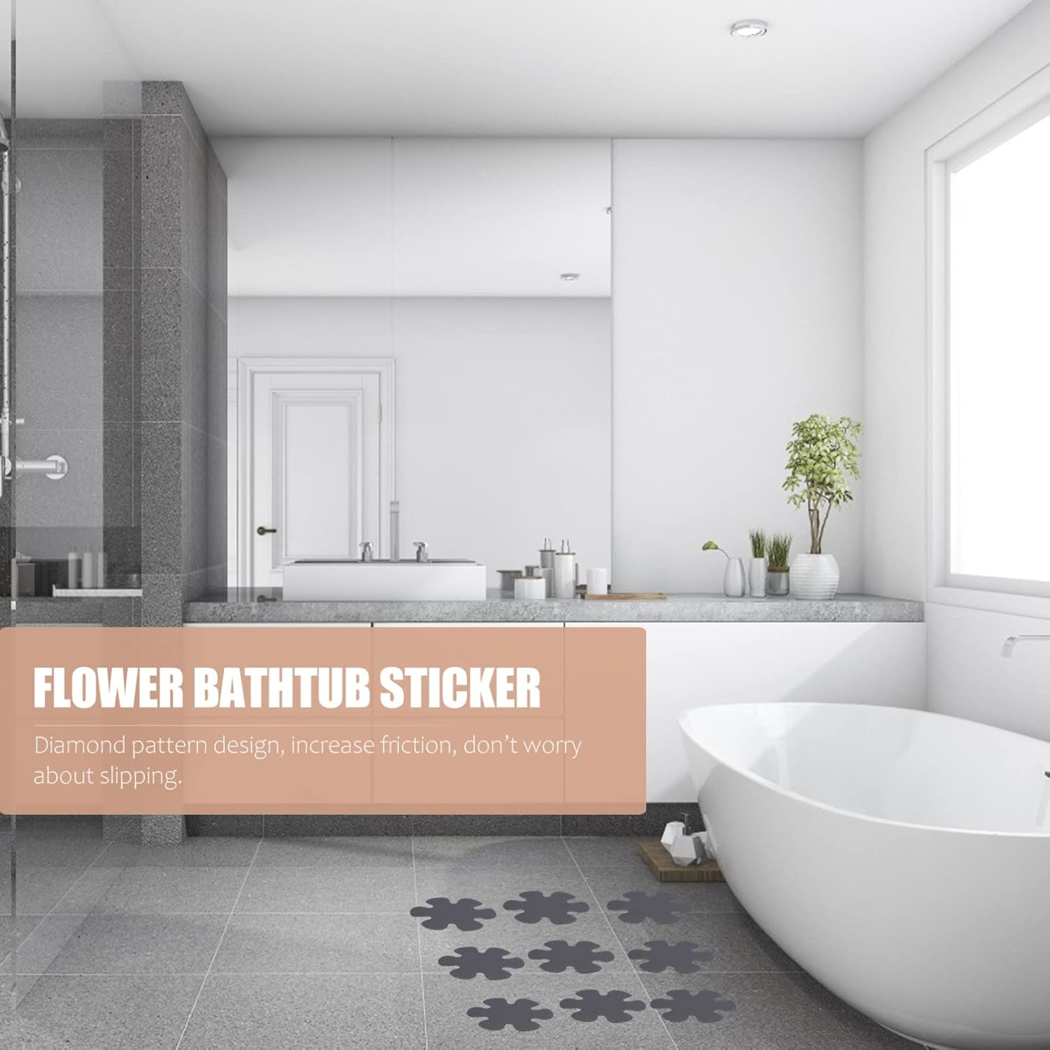 Garneck 60pcs Flower Shaped Nonslip Shower Stickers 1