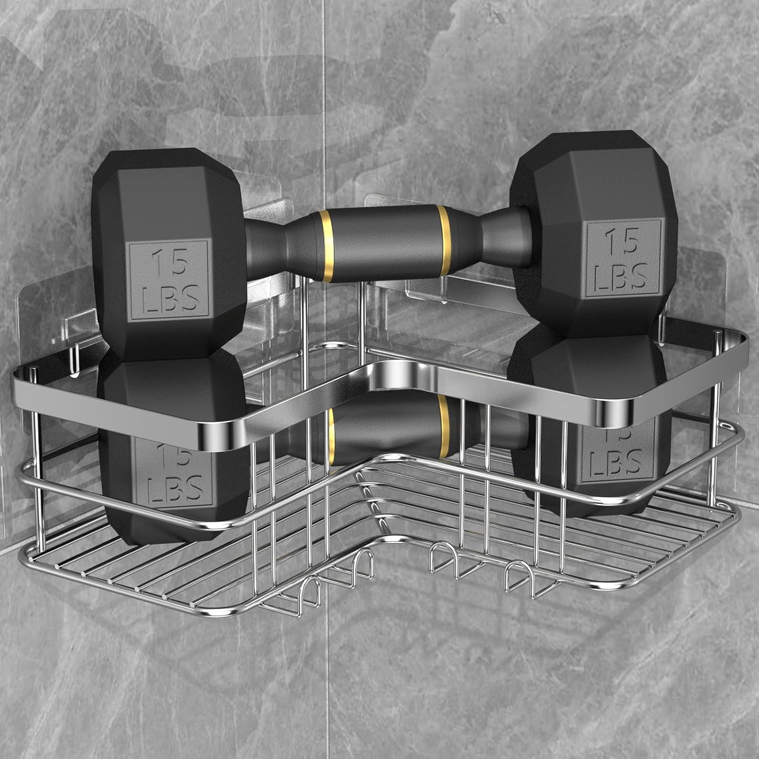 Yazoni Shower Caddy 2-Pack Corner Shelf Silver