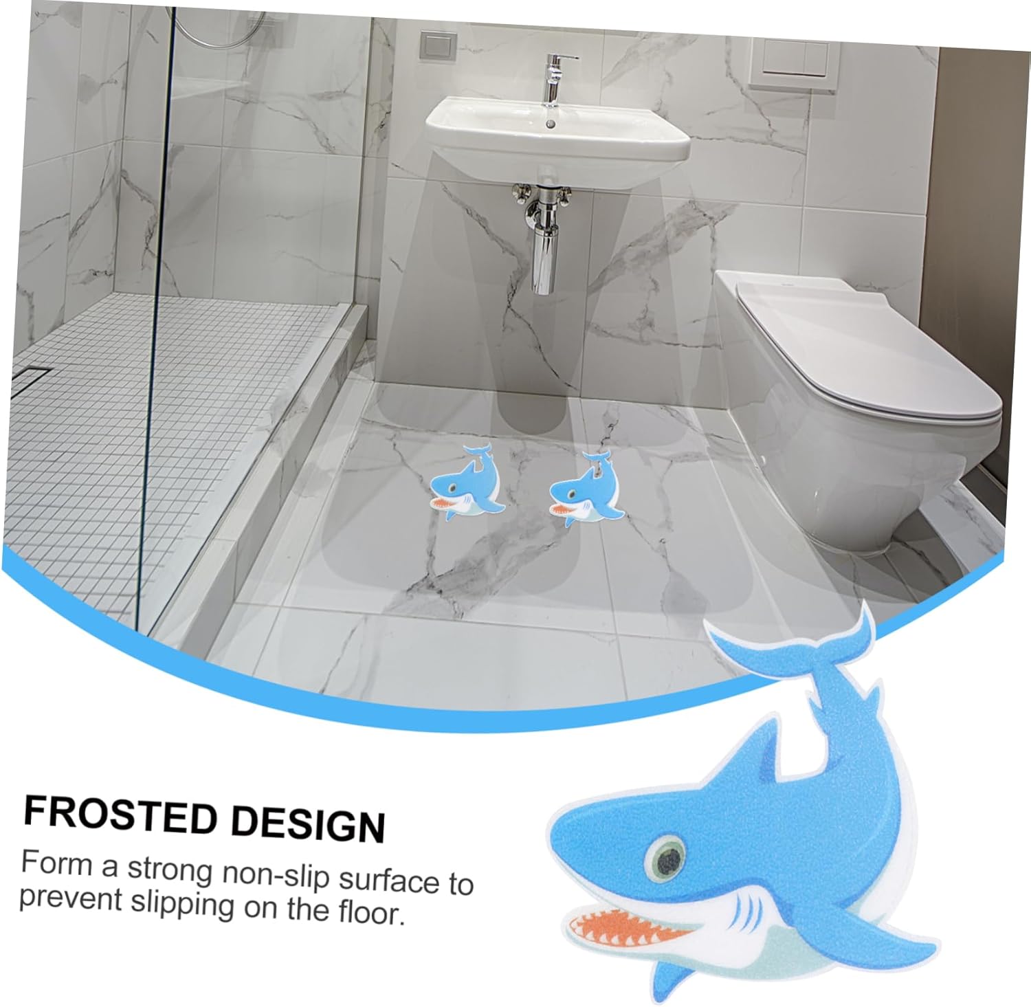Ciieeo Anti Slip Tub Stickers 5pcs Shark Design