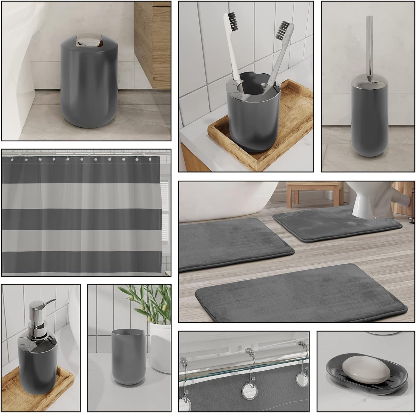 Clara Clark Gray Bathroom Accessory Set 23PC