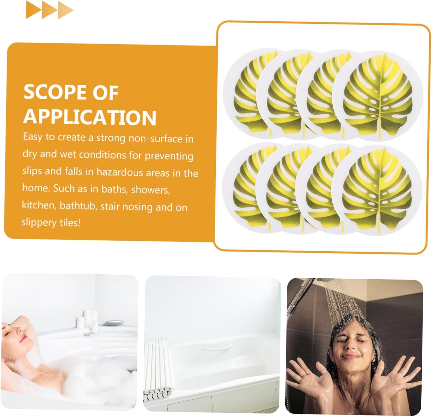 Zerodeko 1 Set Non-Slip Bathtub Stickers Leaf Pattern