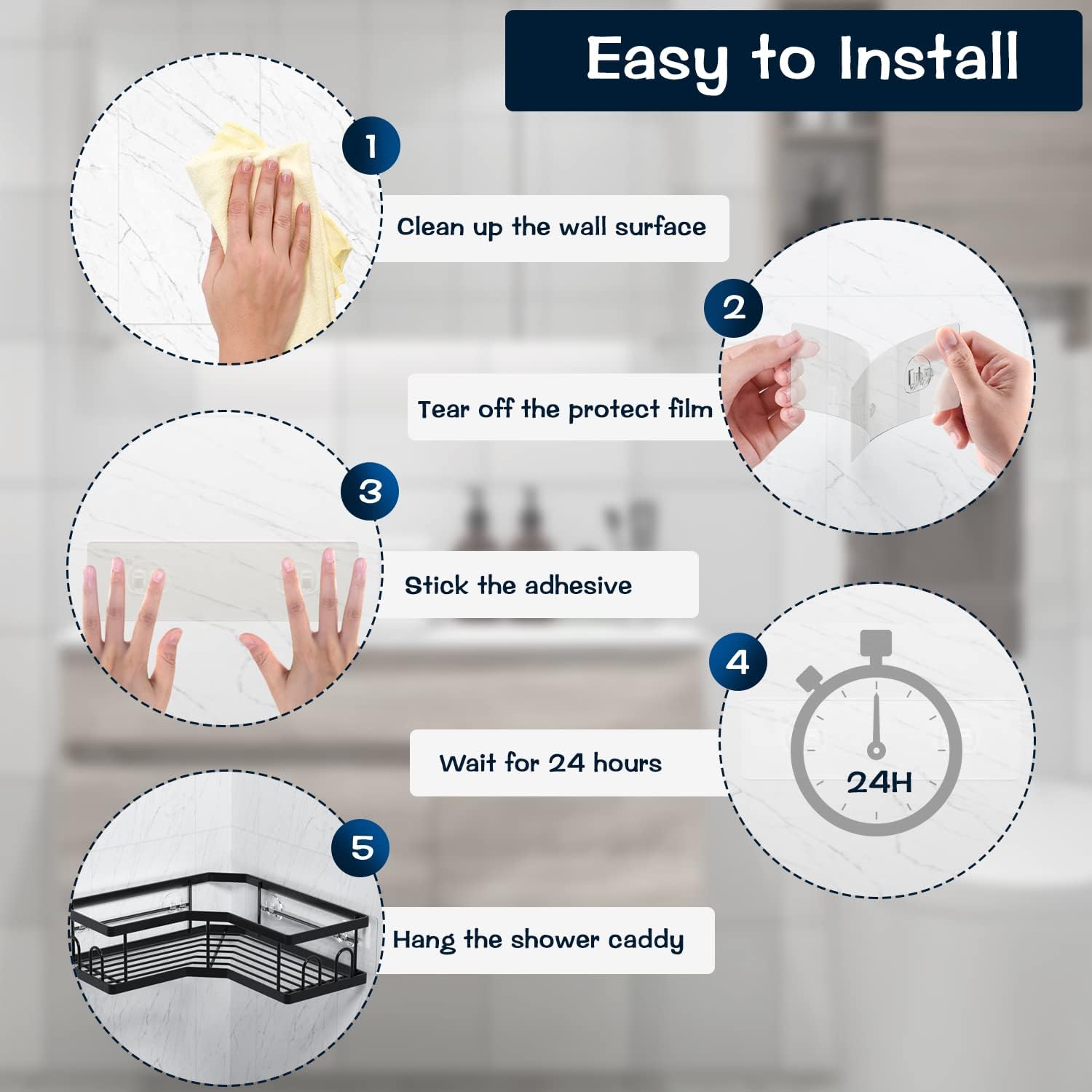 AKTECKE Shower Caddy Replacement Stickers 4 Pack