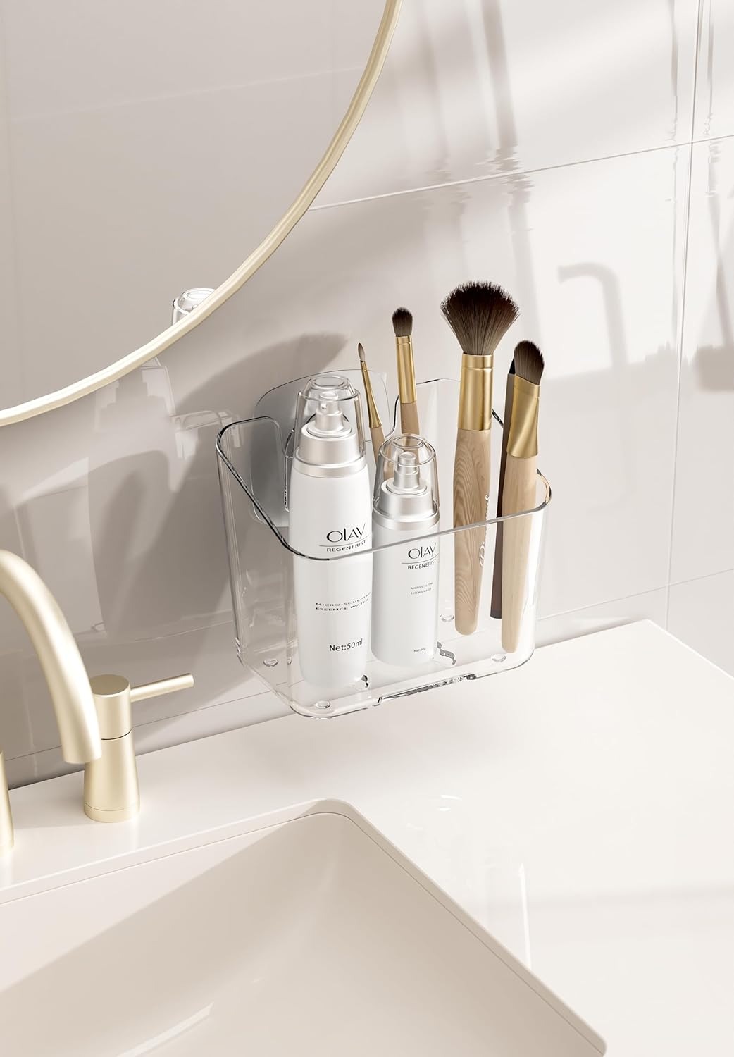 COLINCH Torso Razor Toothbrush Wall Holder Adhesive PET Caddy with Drainage