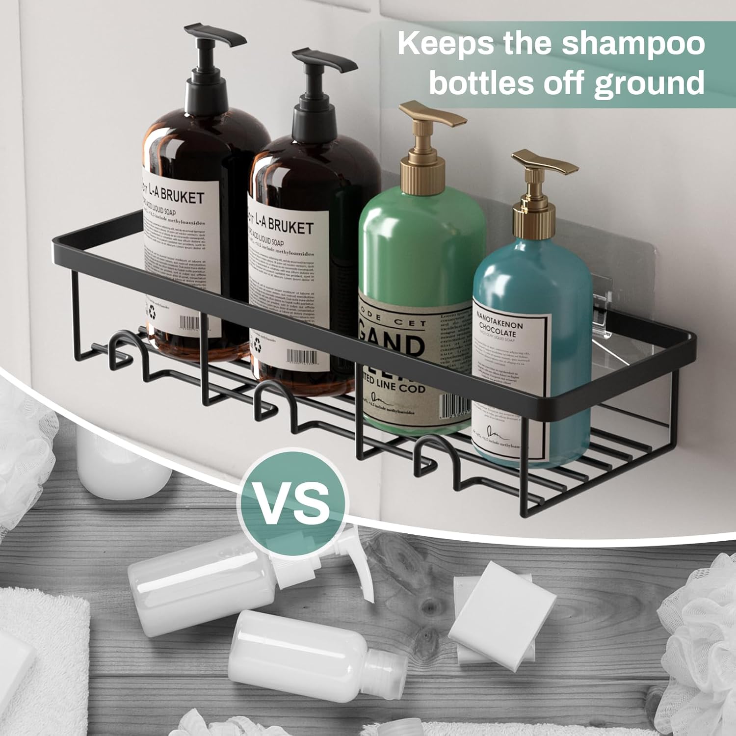 Oasiteege 2 Pack Black Shower Shelves Organizer