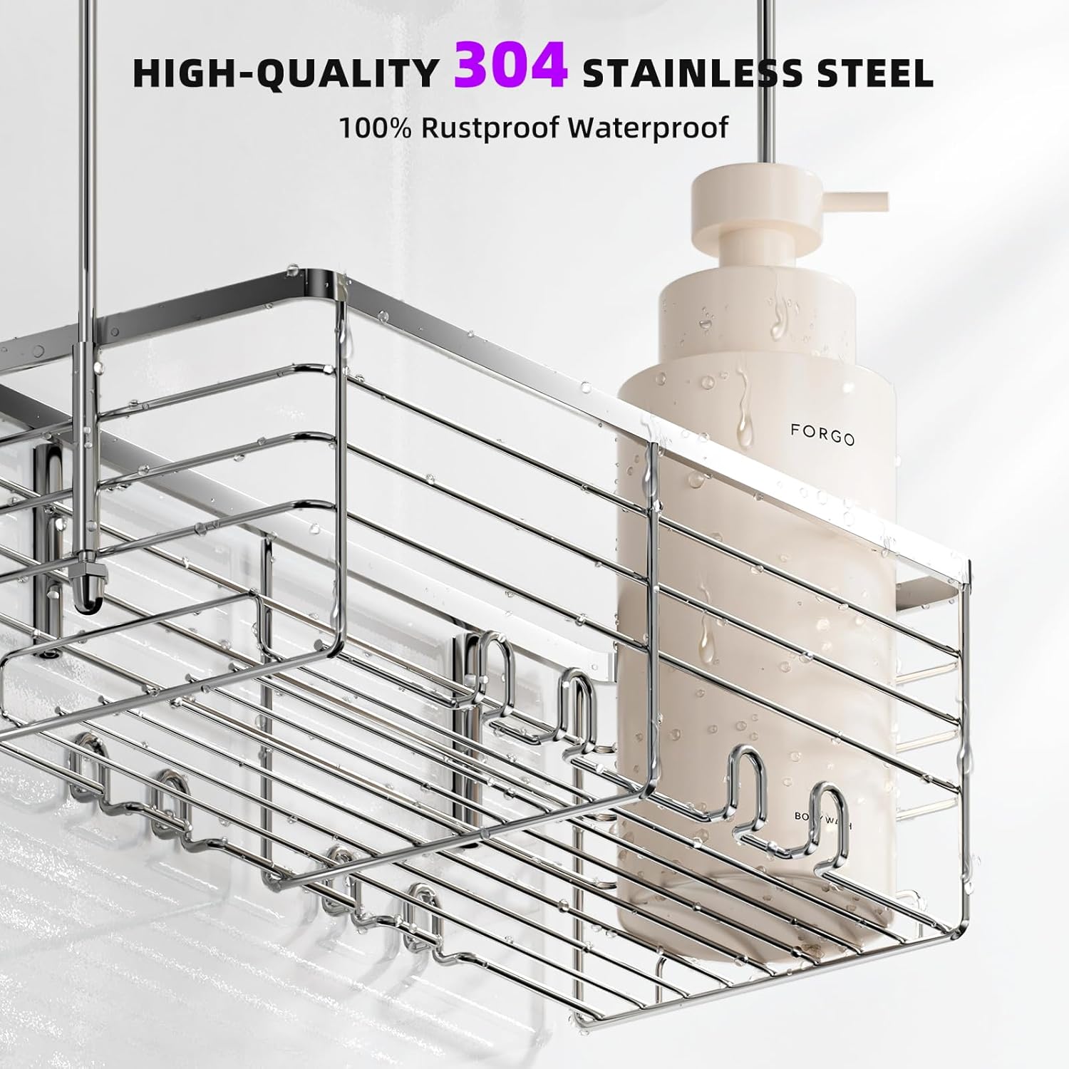 SHANSHUI Shower Caddy with 304 Stainless Steel Hooks