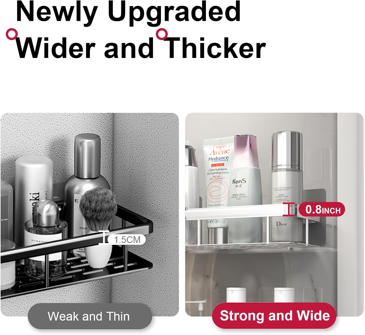 RUITHOE Aluminum Shower Caddy 2 Pack No Drill Rustproof Organizer