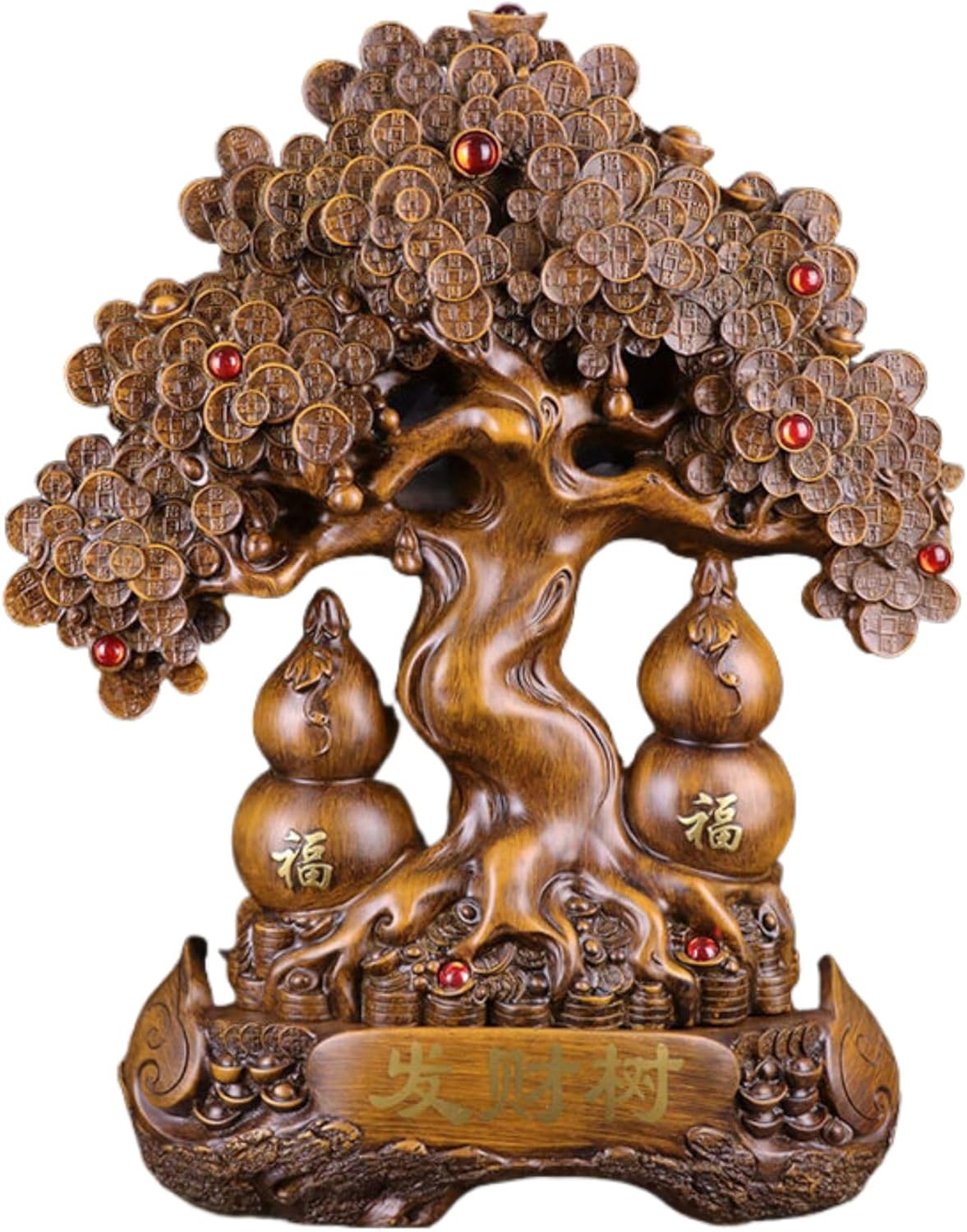 Chinese Feng Shui Resin Wealth Tree Statue for Home and Office