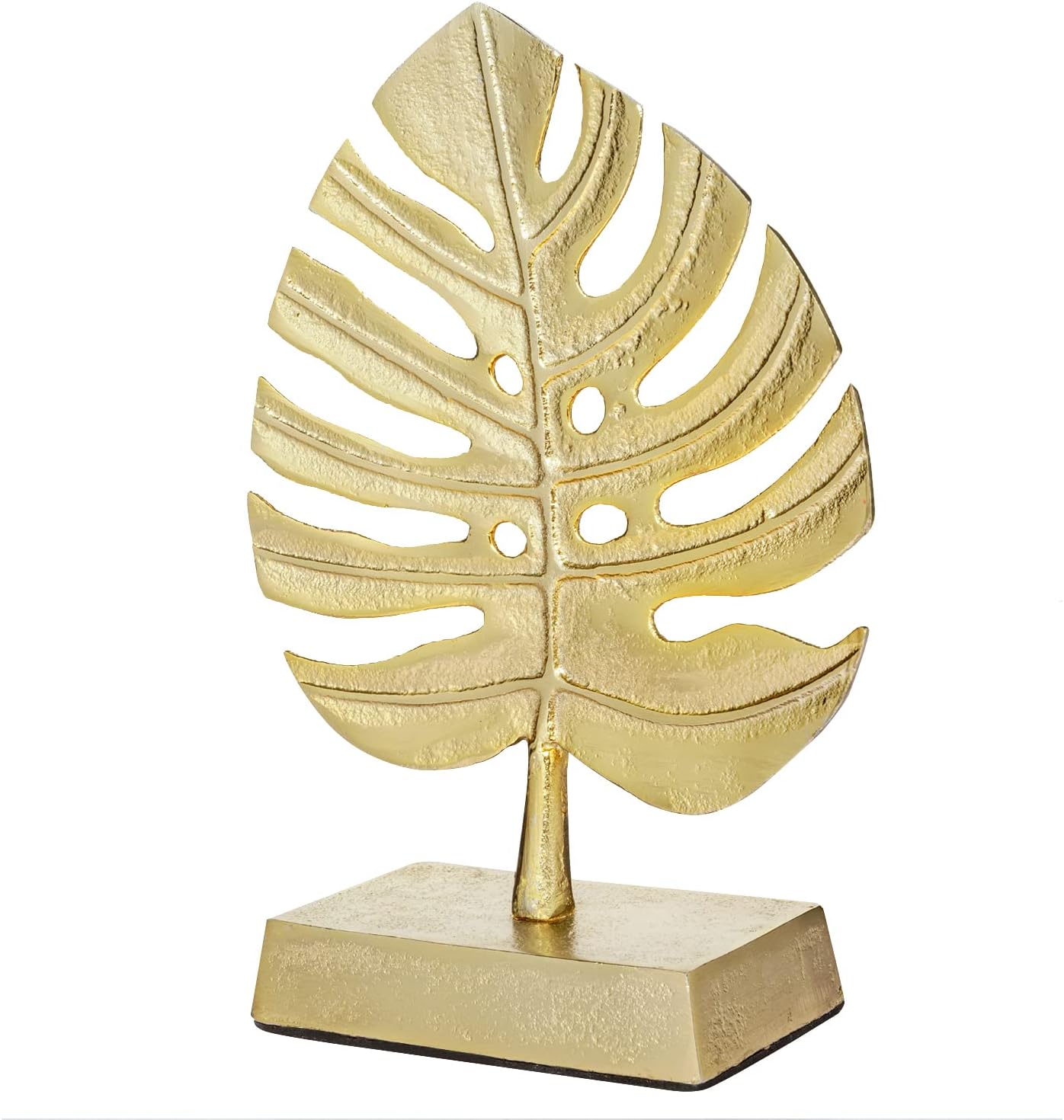 MyGift Brass Tone Palm Leaf Modern Art Sculpture Decor