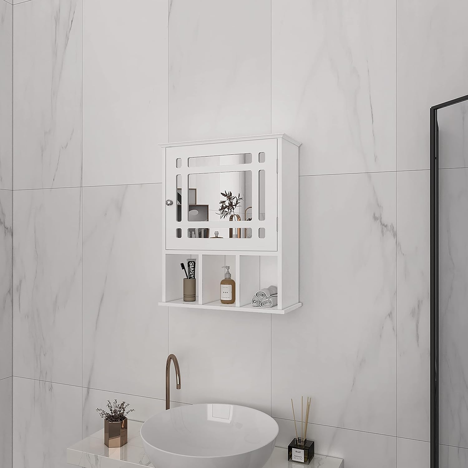 Guangshuohui Wall-Mounted Medicine Cabinet with Mirror Door