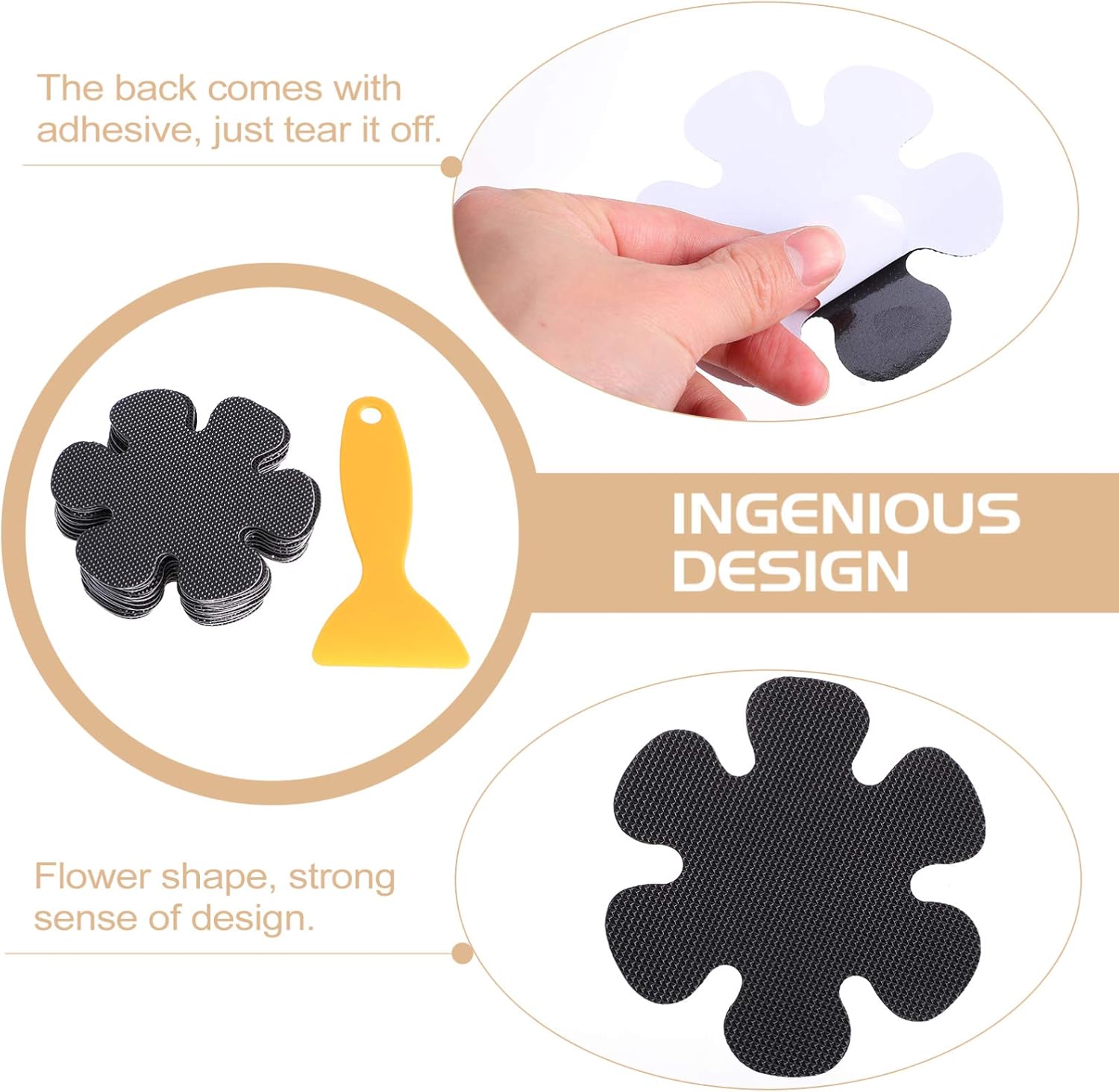 Garneck 60pcs Flower Shaped Nonslip Shower Stickers 1