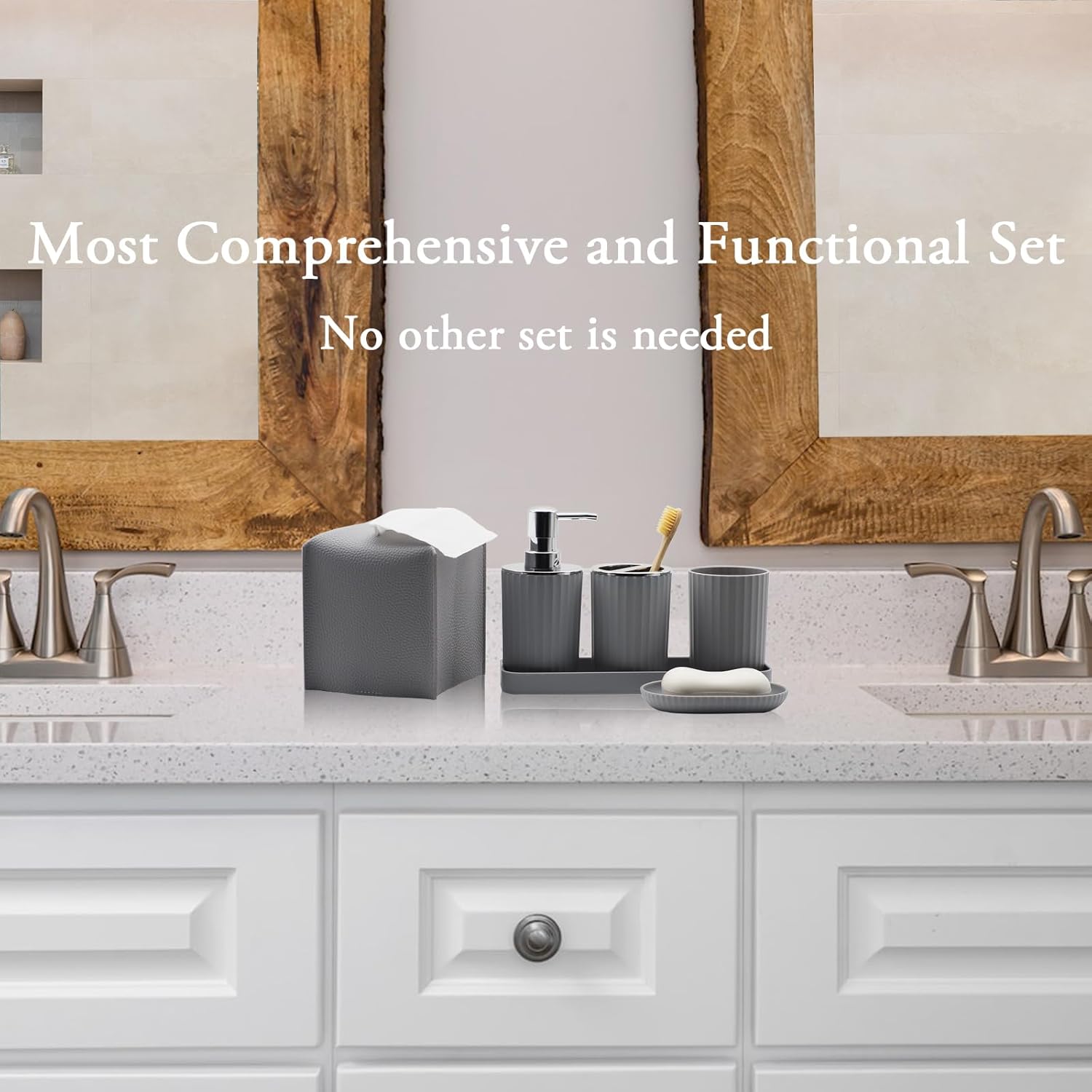 Bthenov 10 Piece Grey Bathroom Accessory Set