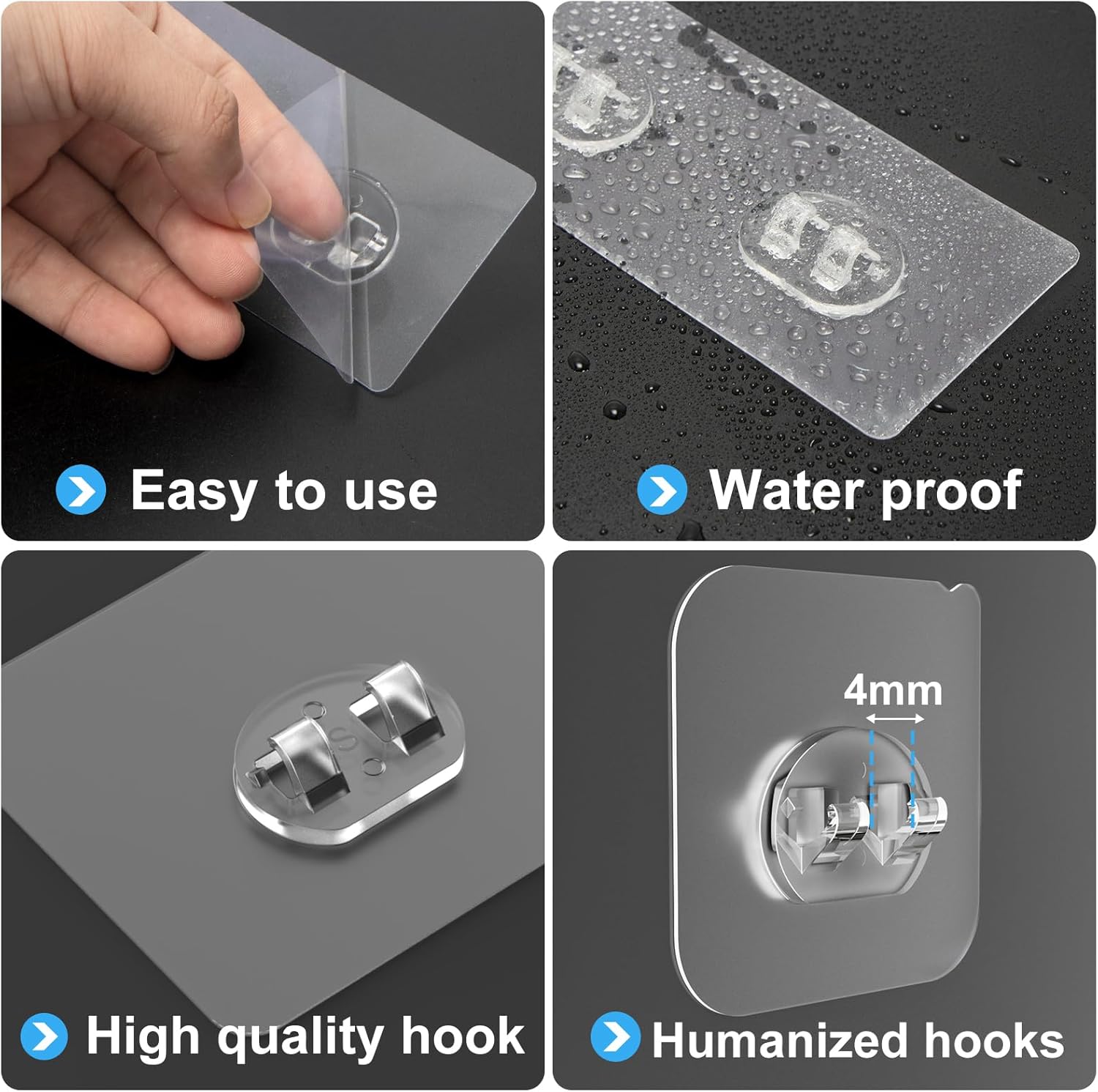 Shower Caddy Adhesive Replacement 6pcs Strong Hooks for Bathroom Storage