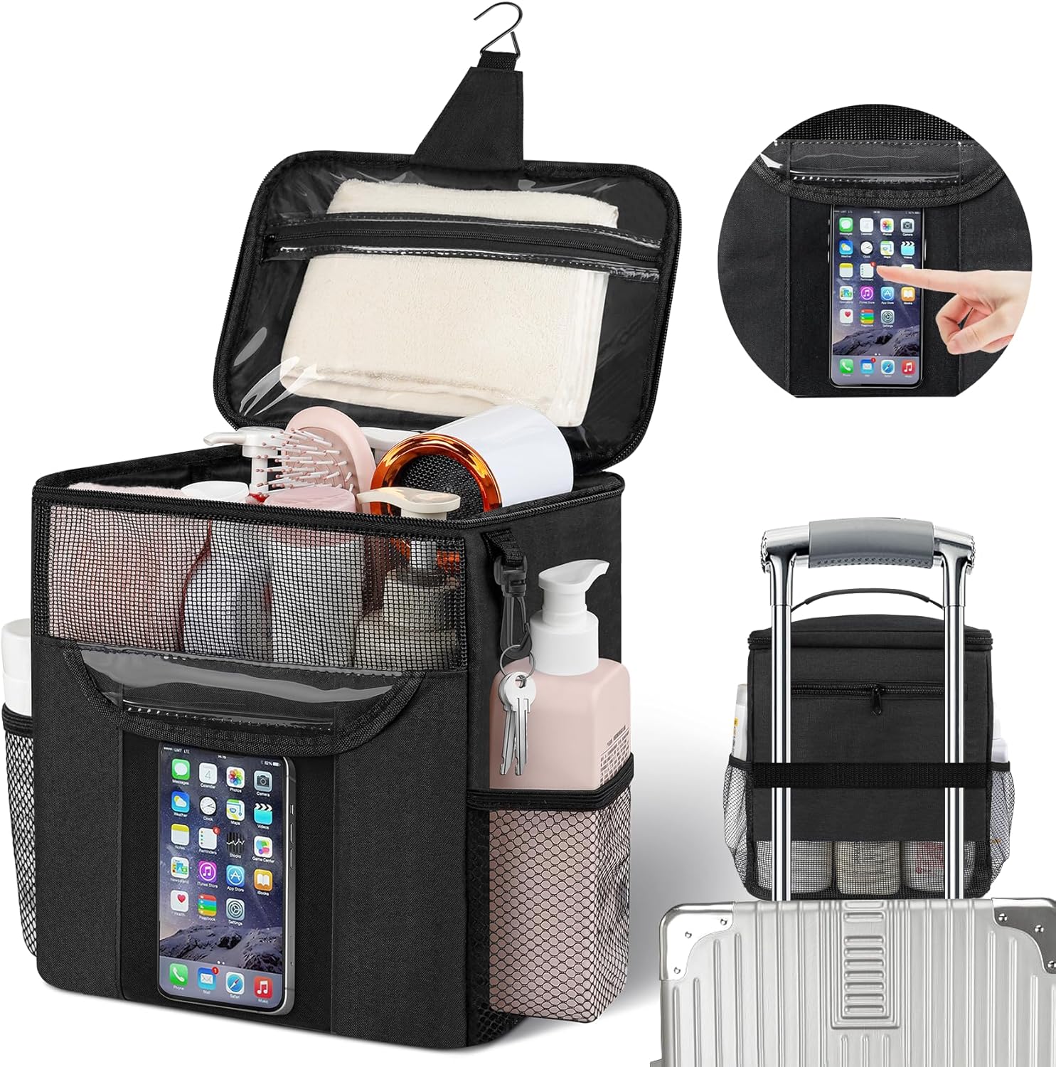 Portable Shower Caddy with Large Capacity and Quick Dry Design Black