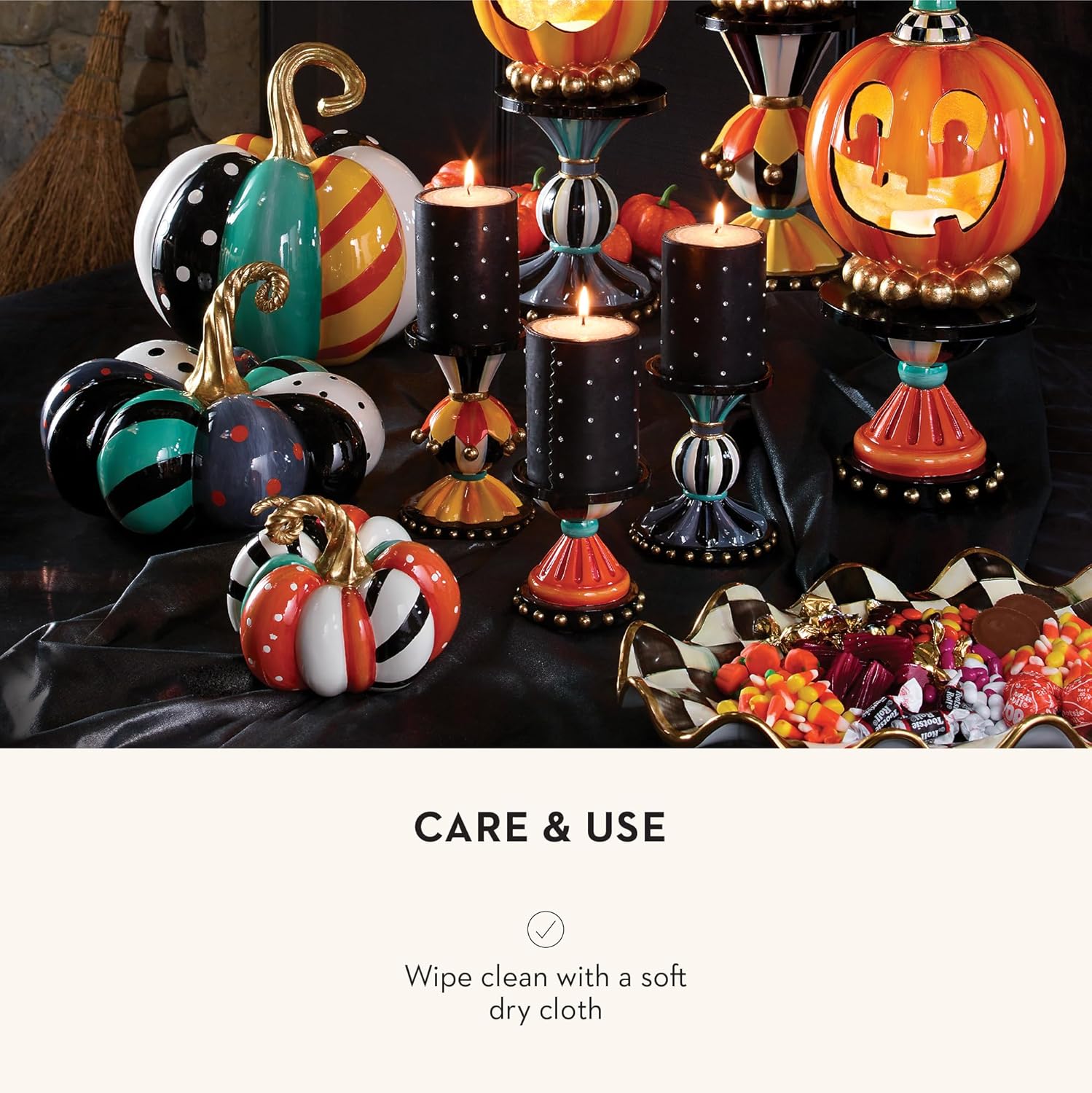 MacKenzie-Childs Mini Patchwork Spice Pumpkin Decor