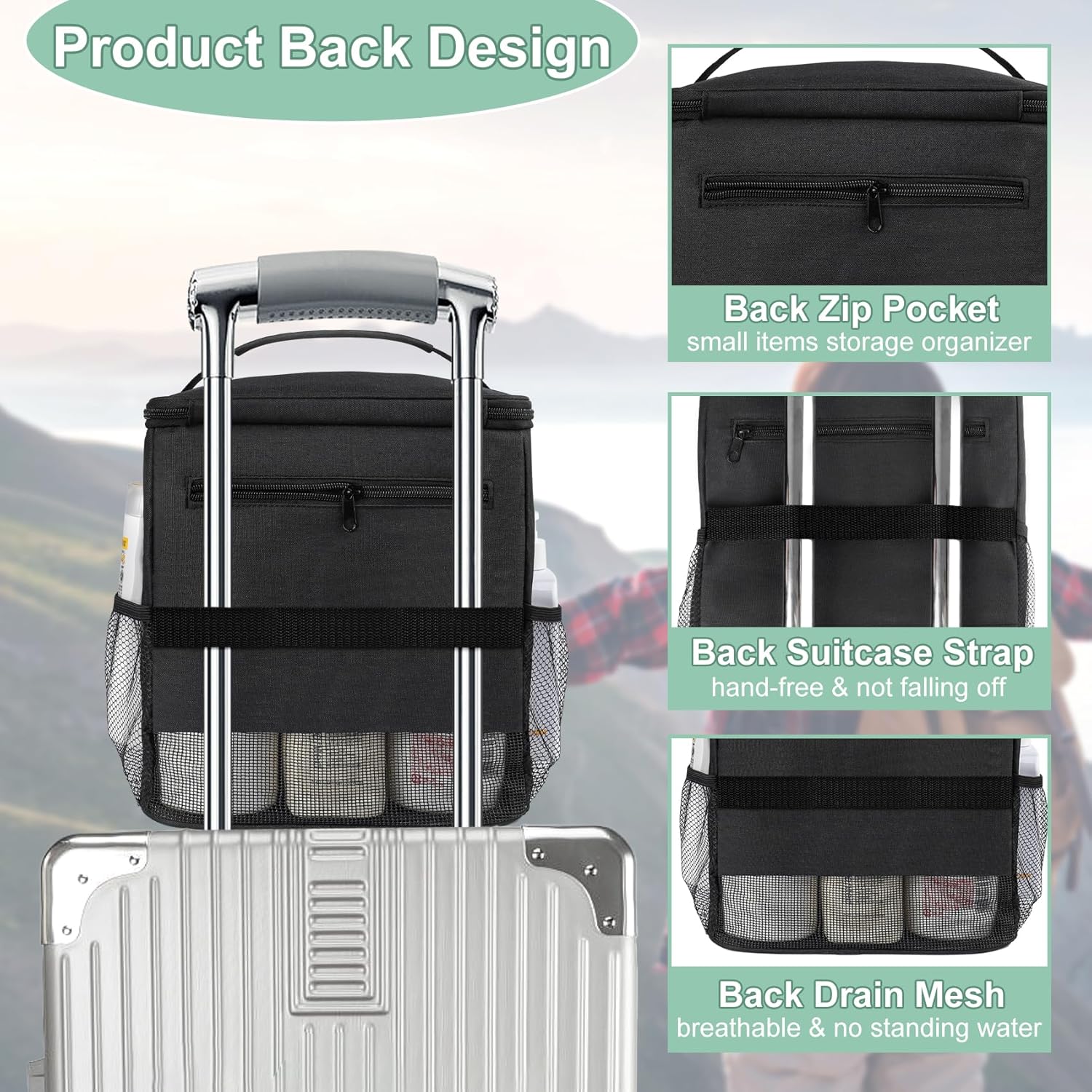 Portable Shower Caddy with Large Capacity and Quick Dry Design Black