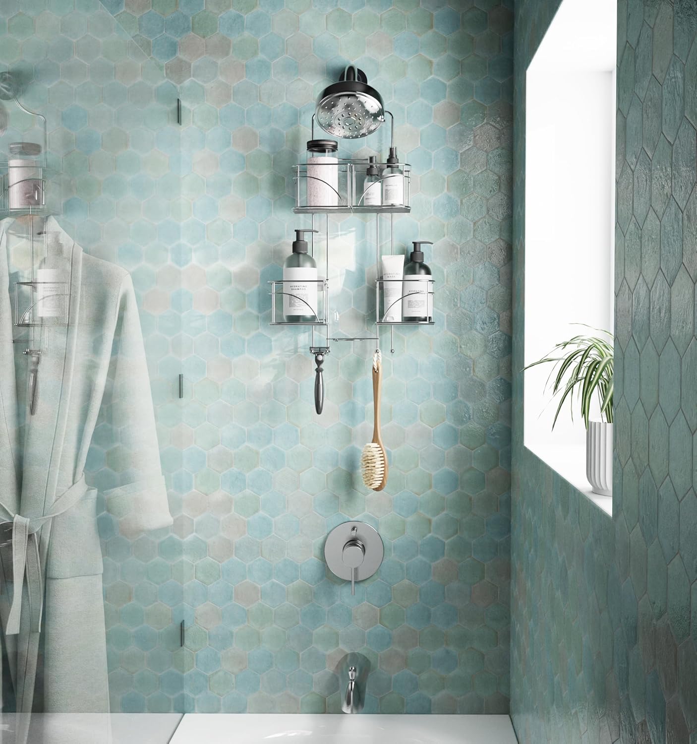 Zenna Home Chrome Expandable Over-The-Shower Caddy