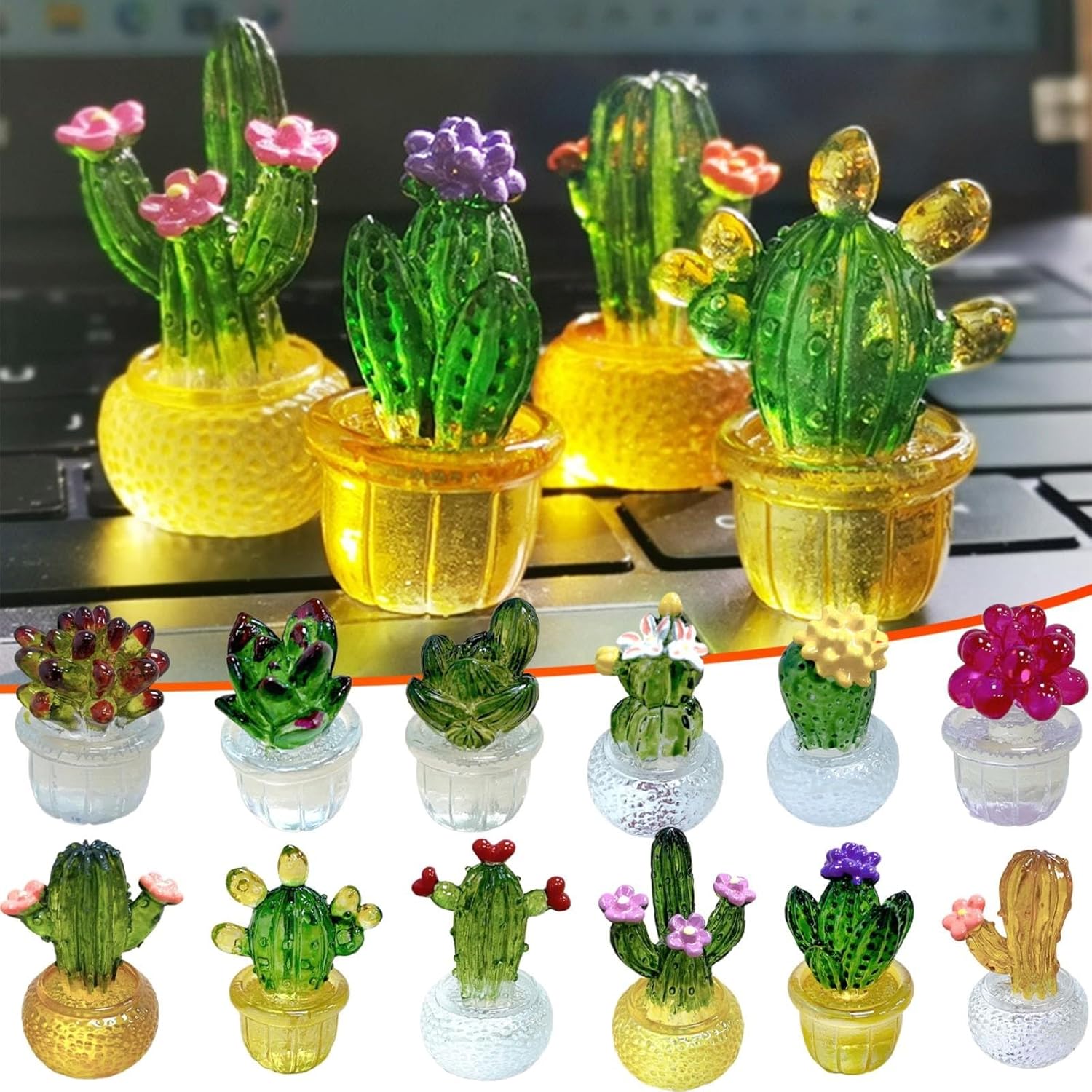 Nudsfuii Small Cactus Statue - Decorative Sculpture for Home Office