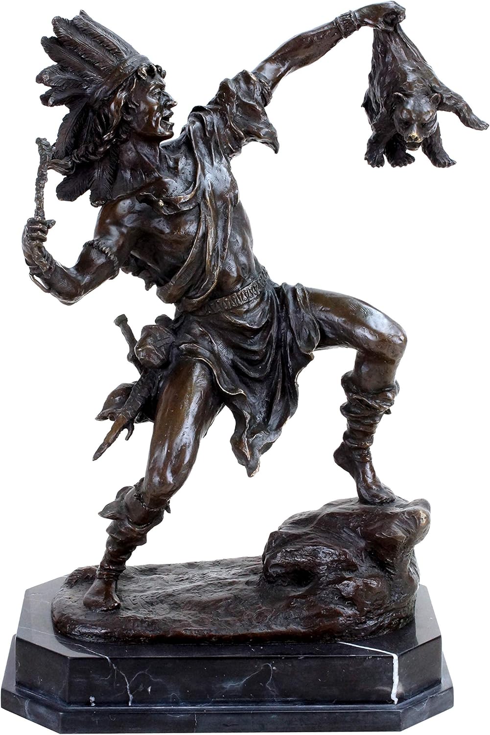 Kunst Ambiente Bronze Sculpture Native American Bear